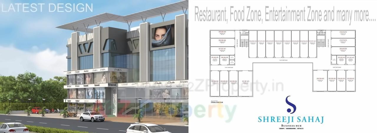 Layout of real estate project Shreeji Sahaj Business Hub located at Zadeshwar, Bharuch, Gujarat