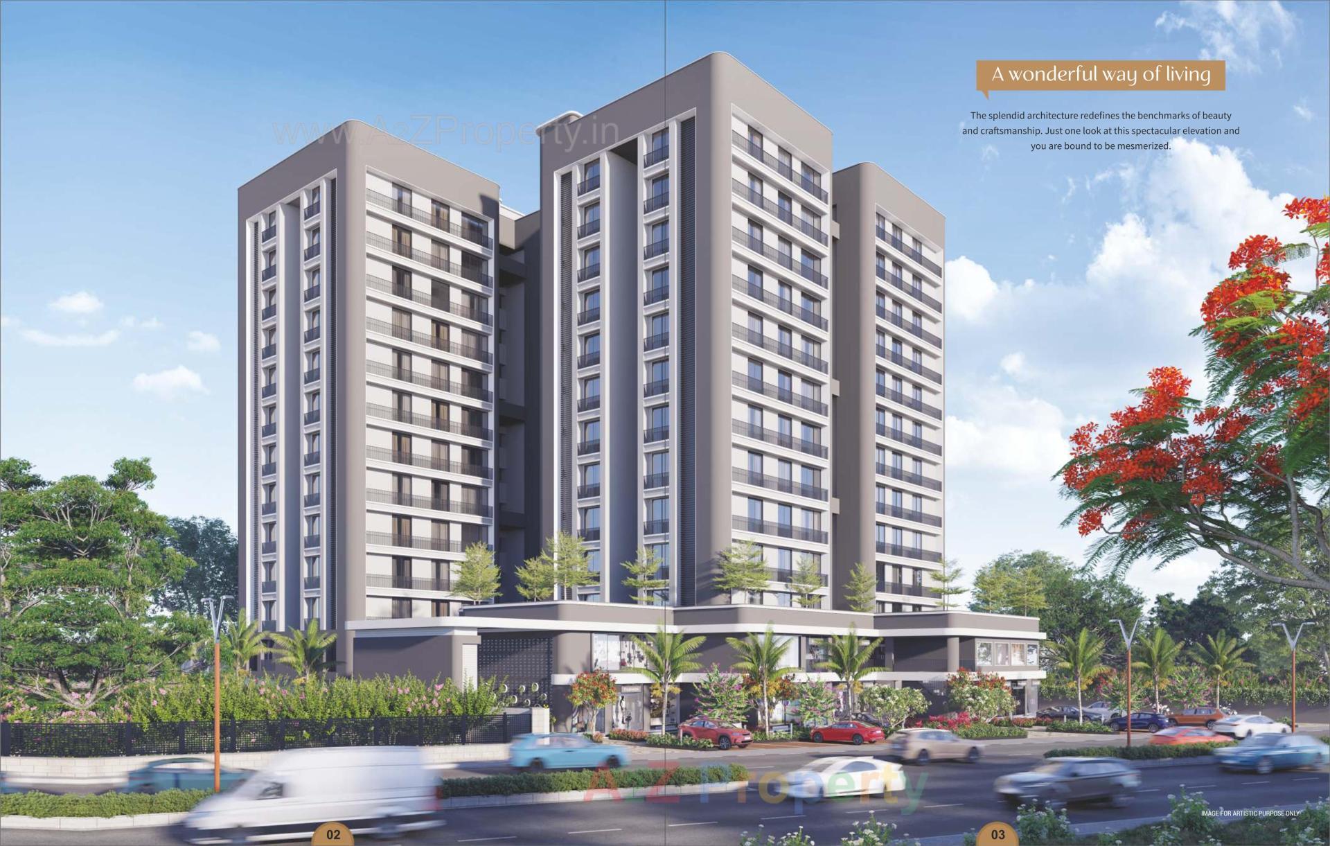3D Elevation of real estate project Twin Towers located at Tavra, Bharuch, Gujarat