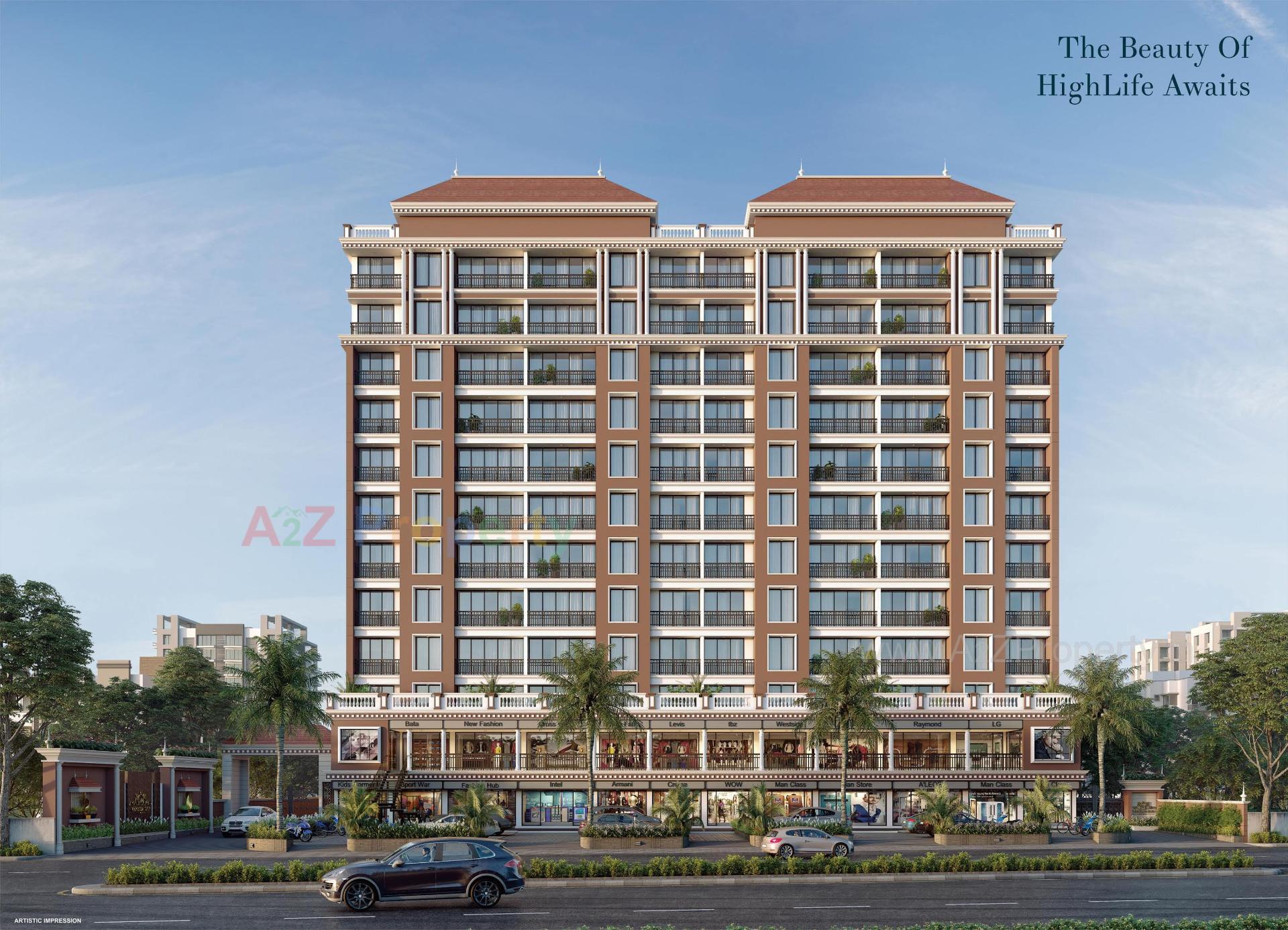 3D Elevation of real estate project Venezia Sky located at Tavra, Bharuch, Gujarat