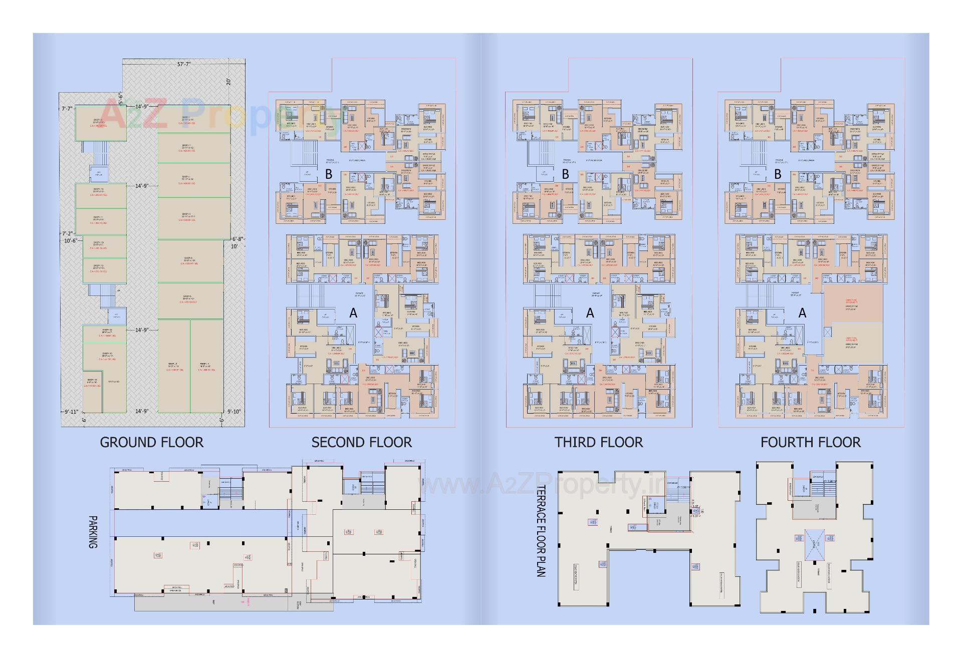 Layout of real estate project Aafiya Heights located at Navapura, Bhavnagar, Gujarat