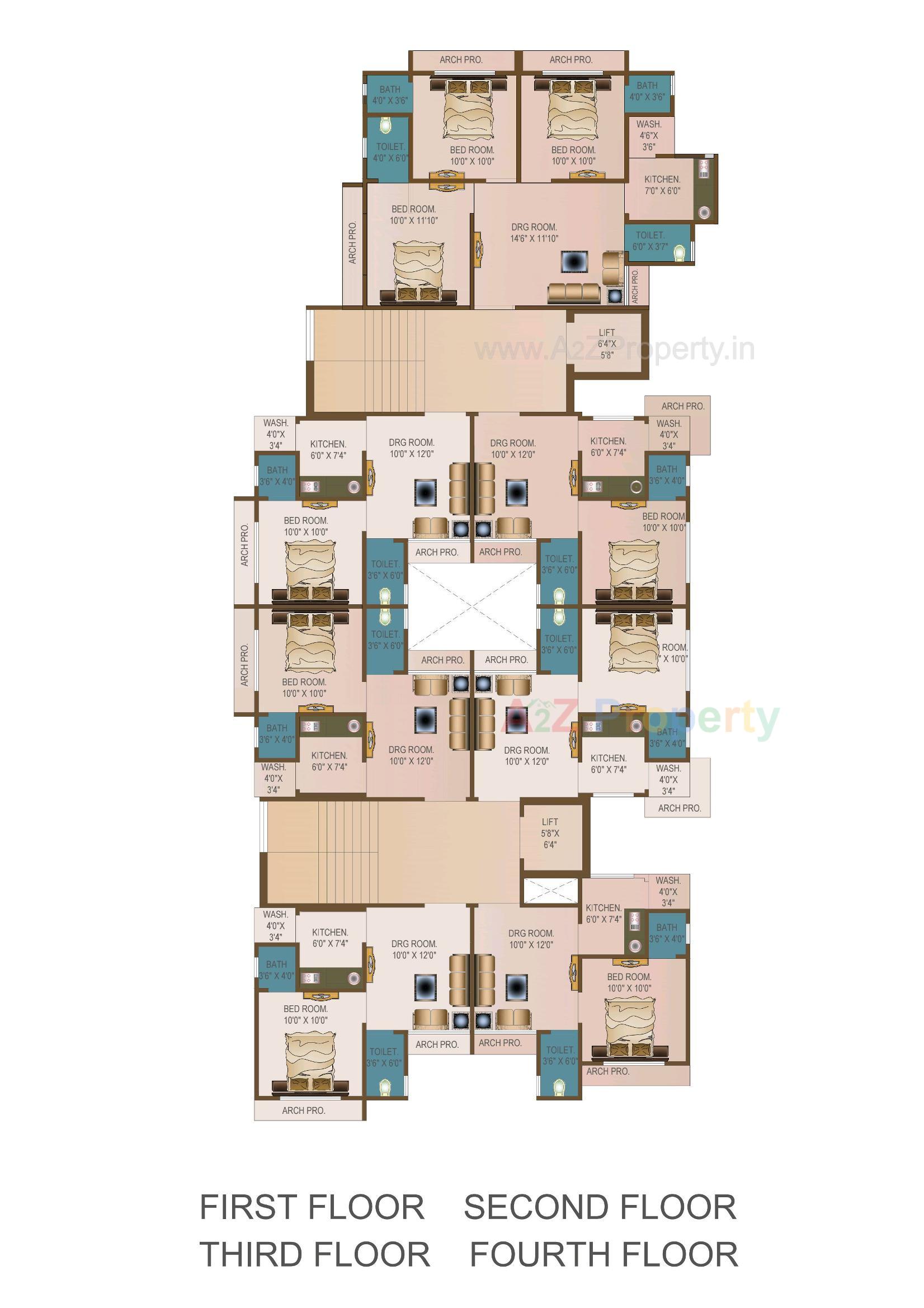 Layout of real estate project Alif Plaza located at 1, Bhavnagar, Gujarat