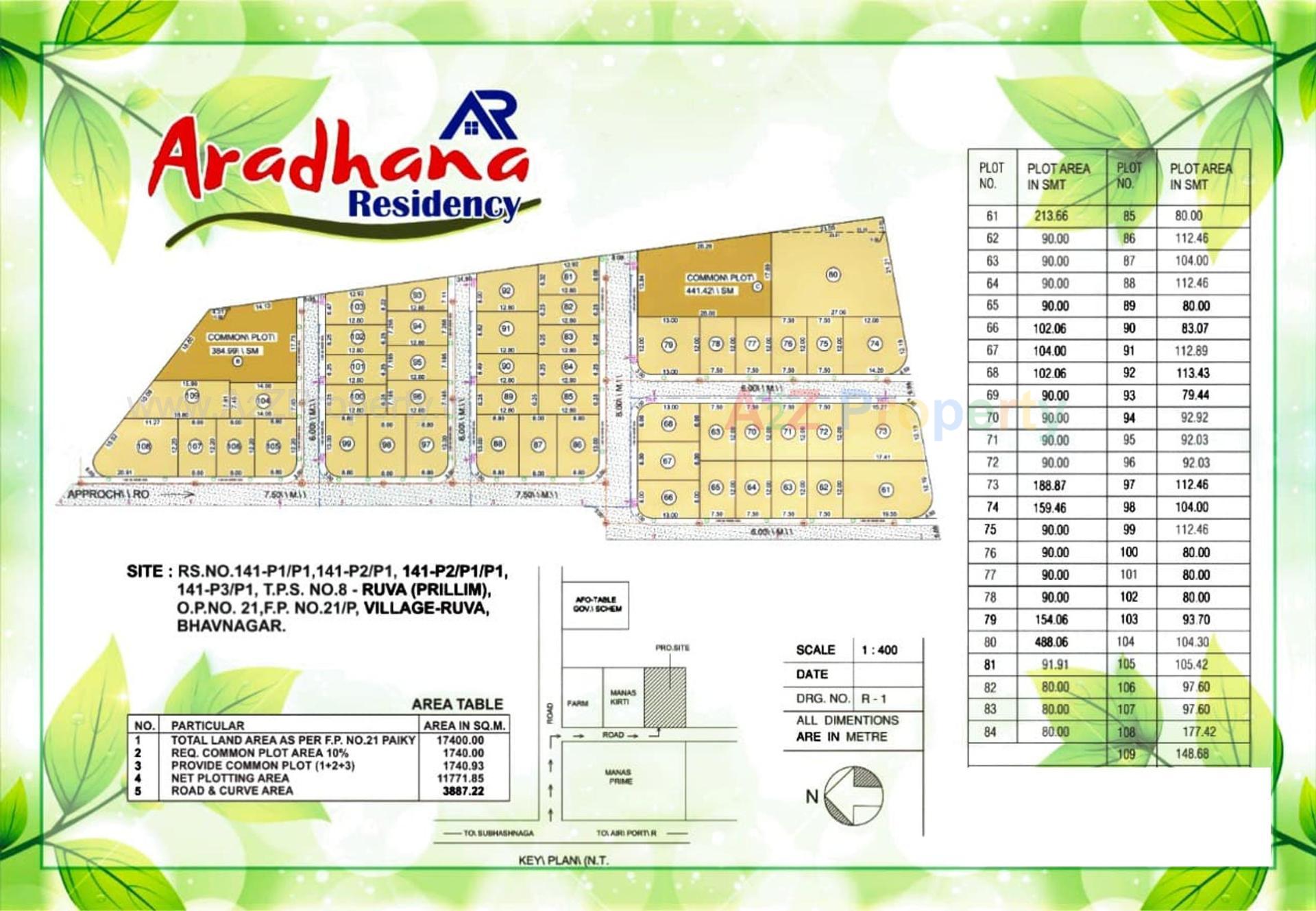 Layout of real estate project Aradhana Residency located at Ruva, Bhavnagar, Gujarat