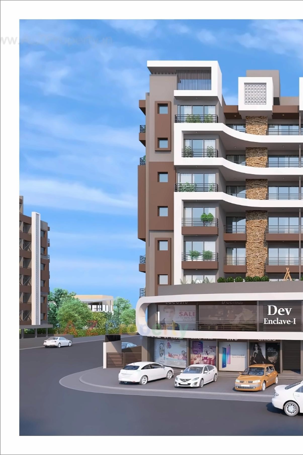 3D Elevation of real estate project Dev Enclave located at Ruva, Bhavnagar, Gujarat