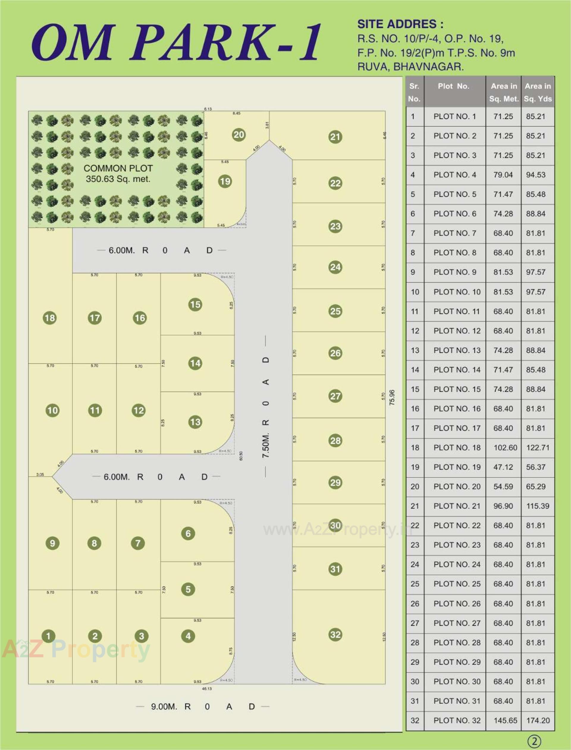 Layout of real estate project Om Park located at Ruva, Bhavnagar, Gujarat