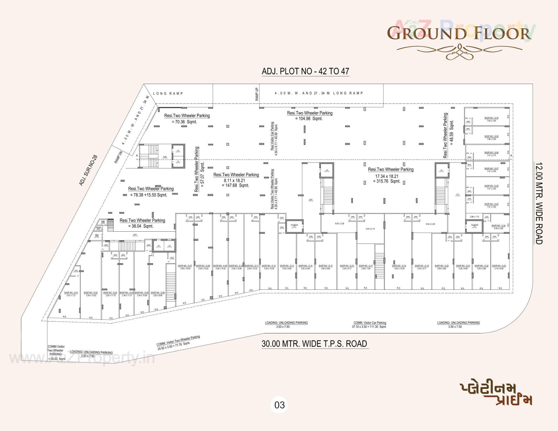 Layout of real estate project Platinum Prime located at Adhewada, Bhavnagar, Gujarat