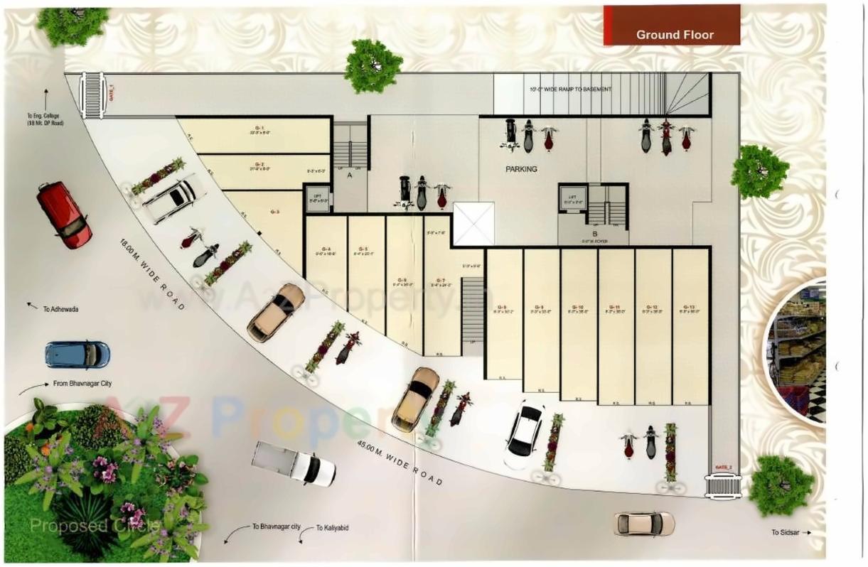 Layout of real estate project Shreeya Arcade located at Sidsar, Bhavnagar, Gujarat