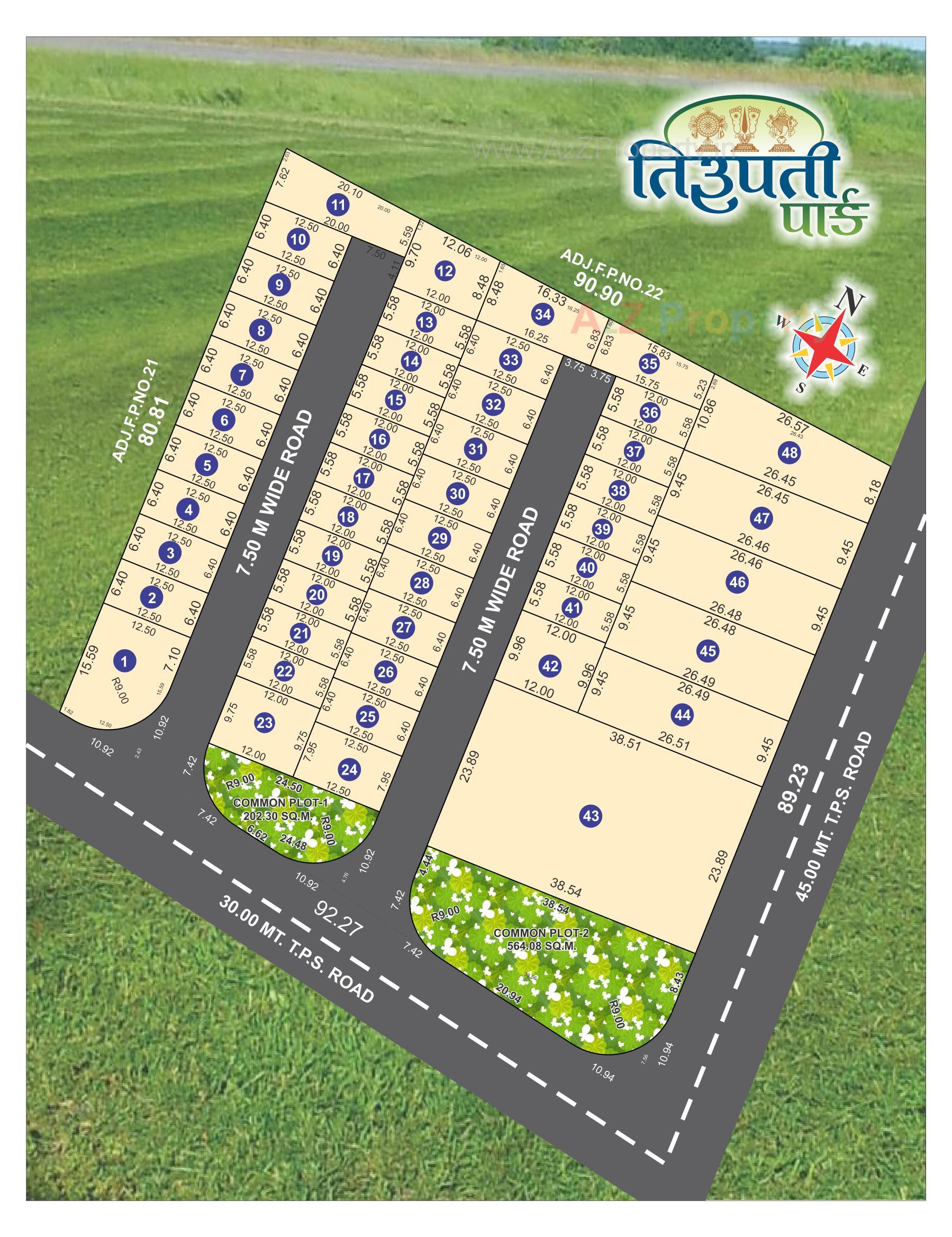 Layout of real estate project Tirupati Park located at Ruva, Bhavnagar, Gujarat