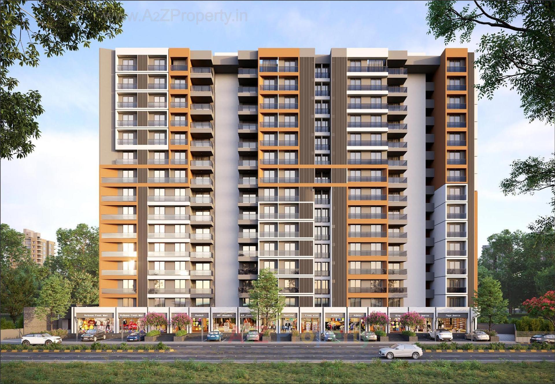 3D Elevation of real estate project Aavkar located at Sargasan, Gandhinagar, Gujarat