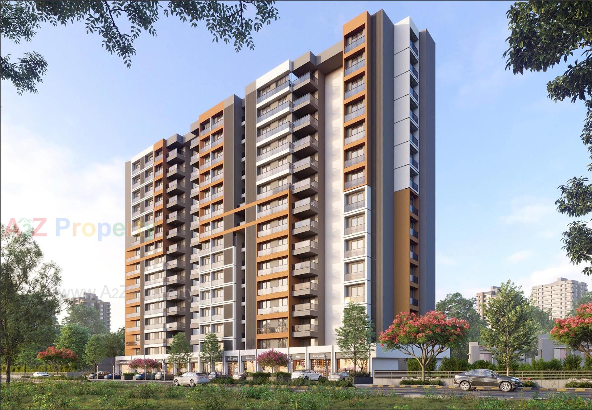 3D Elevation of real estate project Aavkar located at Sargasan, Gandhinagar, Gujarat