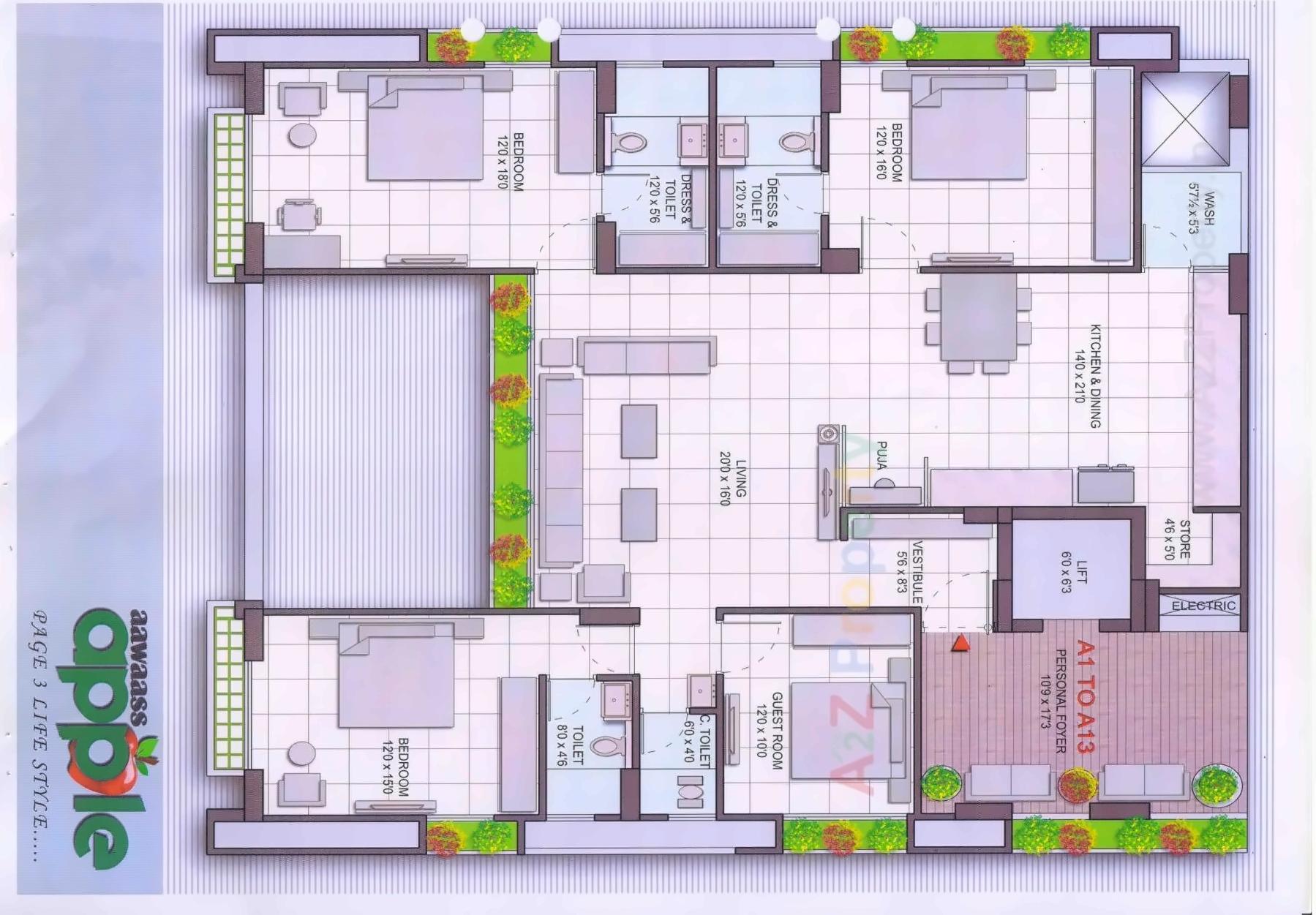 Layout of real estate project Aawaass Apple located at Kudasan, Gandhinagar, Gujarat