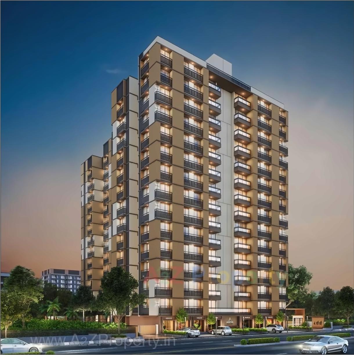 3D Elevation of real estate project Aditya Greens located at Zundal, Gandhinagar, Gujarat