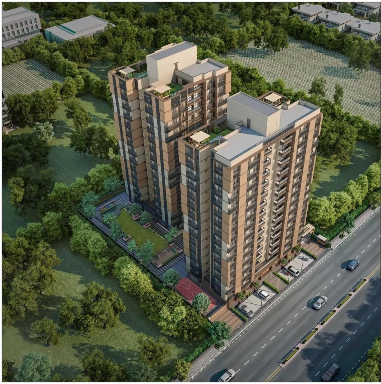 3D Elevation of real estate project Aditya Greens located at Zundal, Gandhinagar, Gujarat