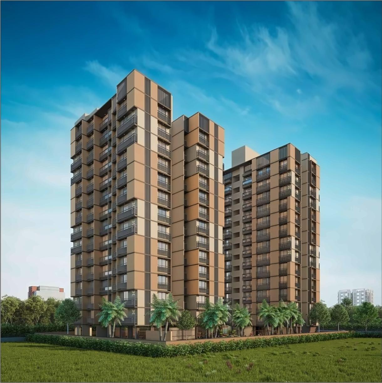 3D Elevation of real estate project Aditya Greens located at Zundal, Gandhinagar, Gujarat