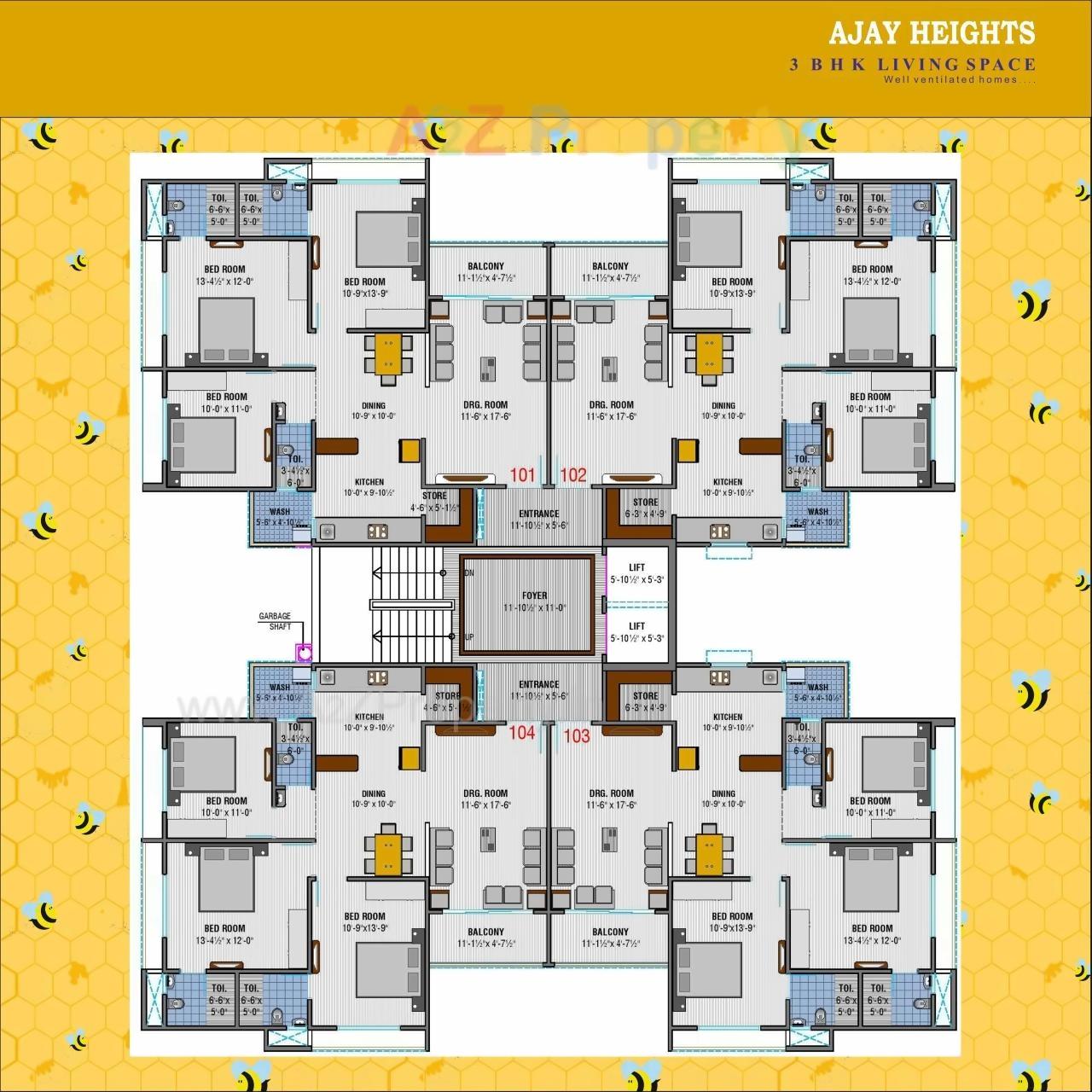 Layout of real estate project Ajay Heights located at Gandhinagar, Gandhinagar, Gujarat