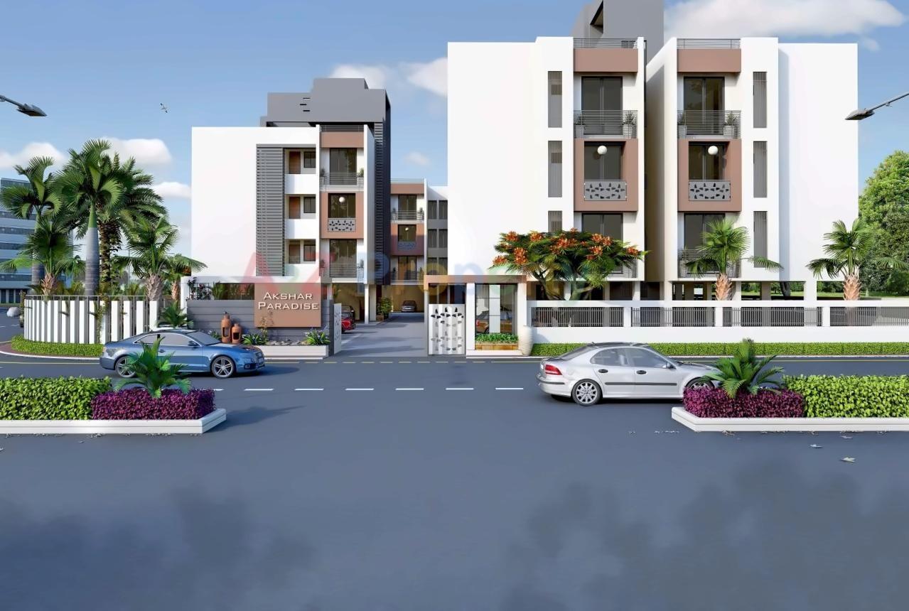 3D Elevation of real estate project Akshar Paradise located at Nana-chiloda, Gandhinagar, Gujarat