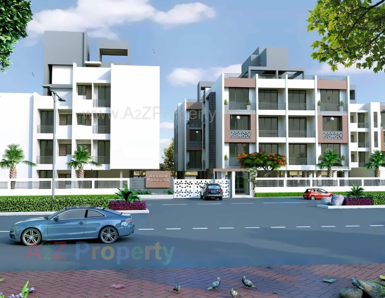 3D Elevation of real estate project Akshar Paradise located at Nana-chiloda, Gandhinagar, Gujarat