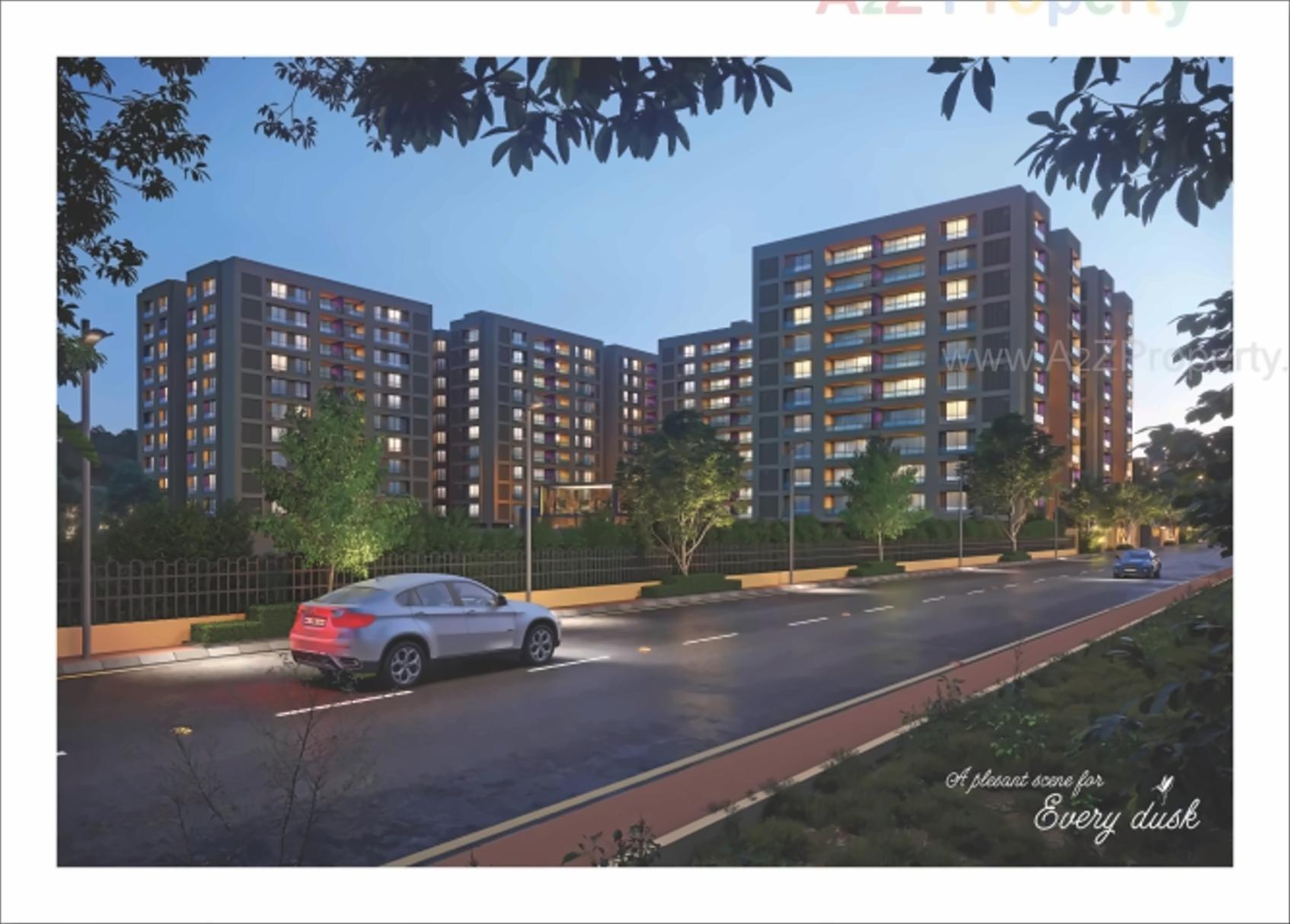 3D Elevation of real estate project Akshat Paradise located at Sargasan, Gandhinagar, Gujarat