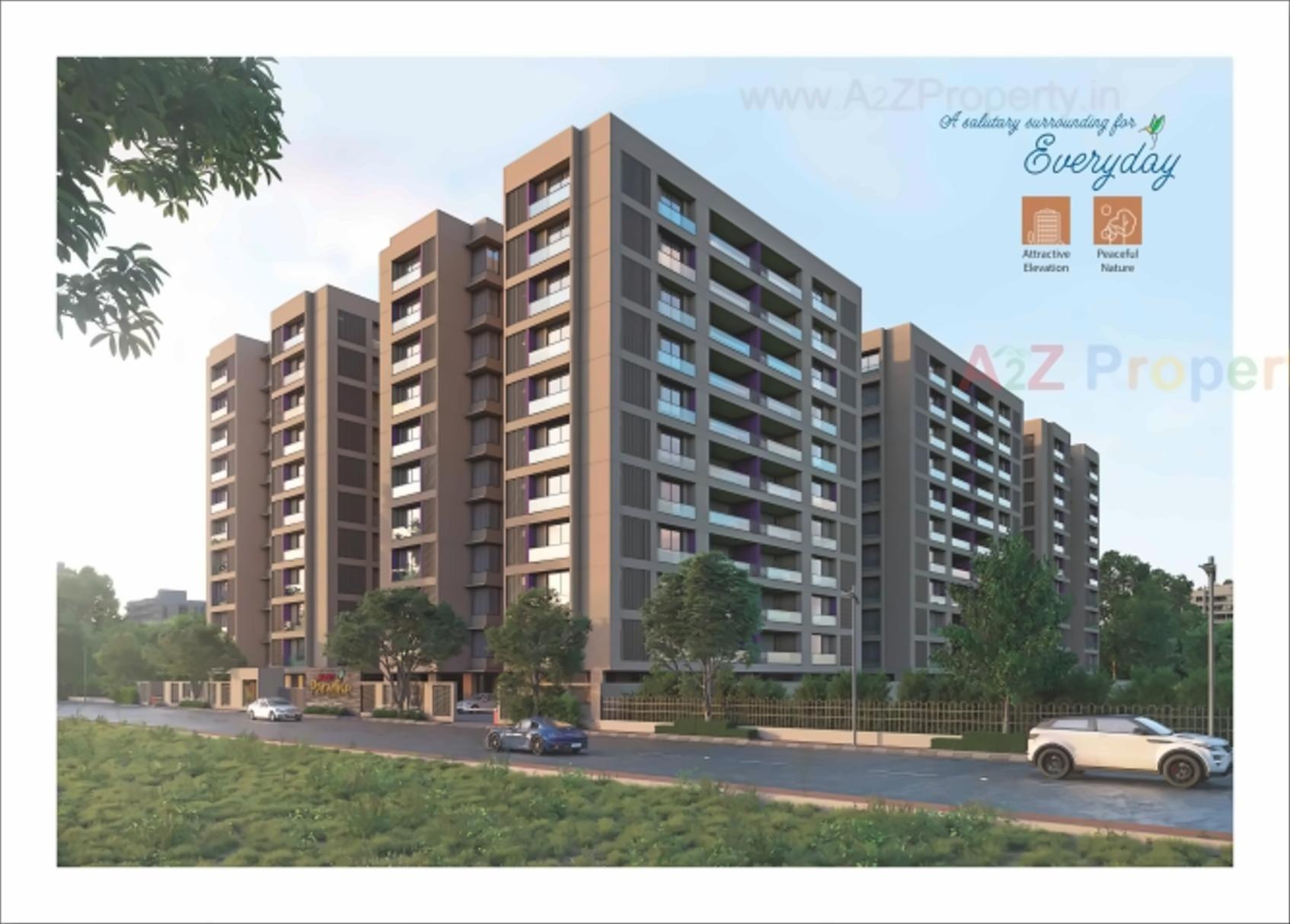 3D Elevation of real estate project Akshat Paradise located at Sargasan, Gandhinagar, Gujarat