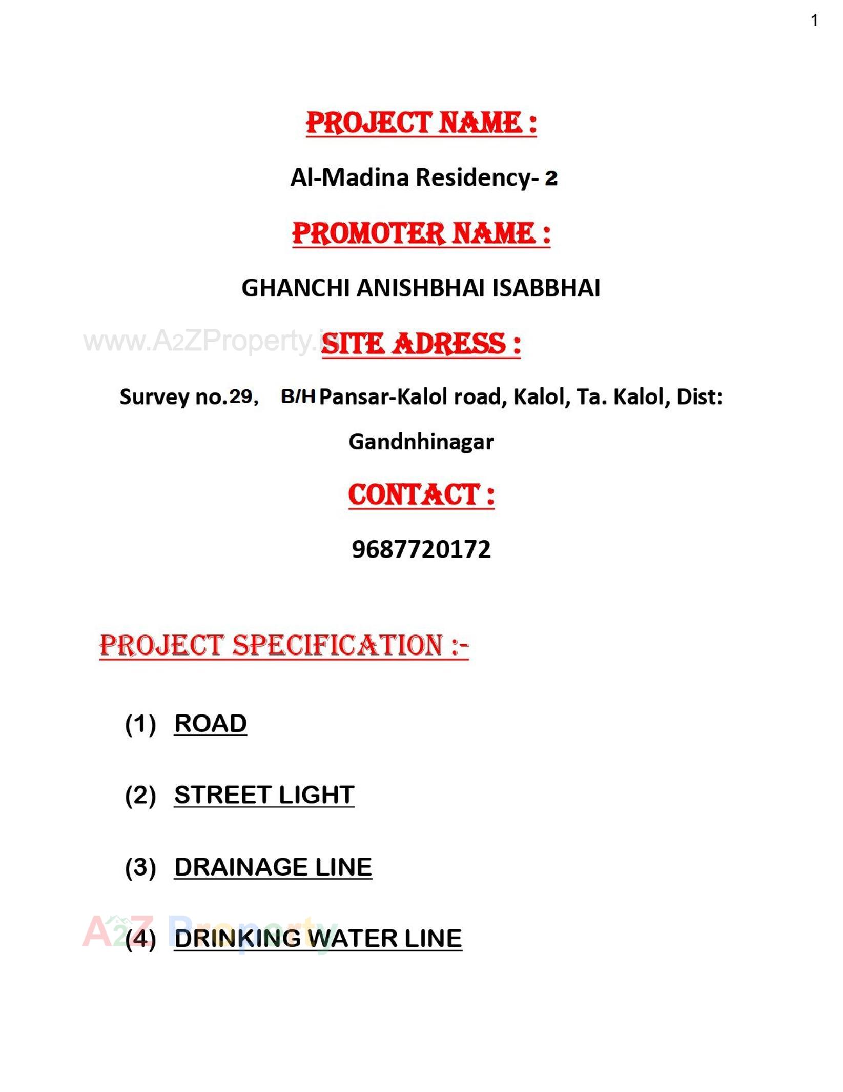  of real estate project Al Madina Residency located at Kalol, Gandhinagar, Gujarat