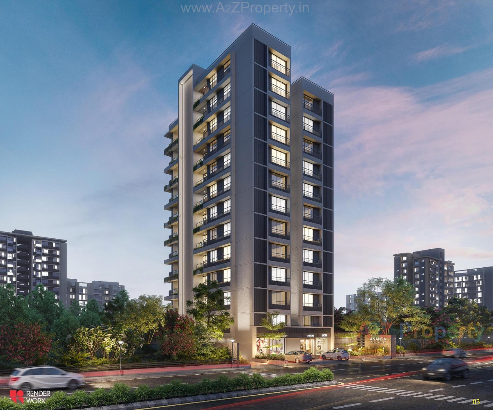 3D Elevation of real estate project Ananta Premium Living located at Bhat, Gandhinagar, Gujarat