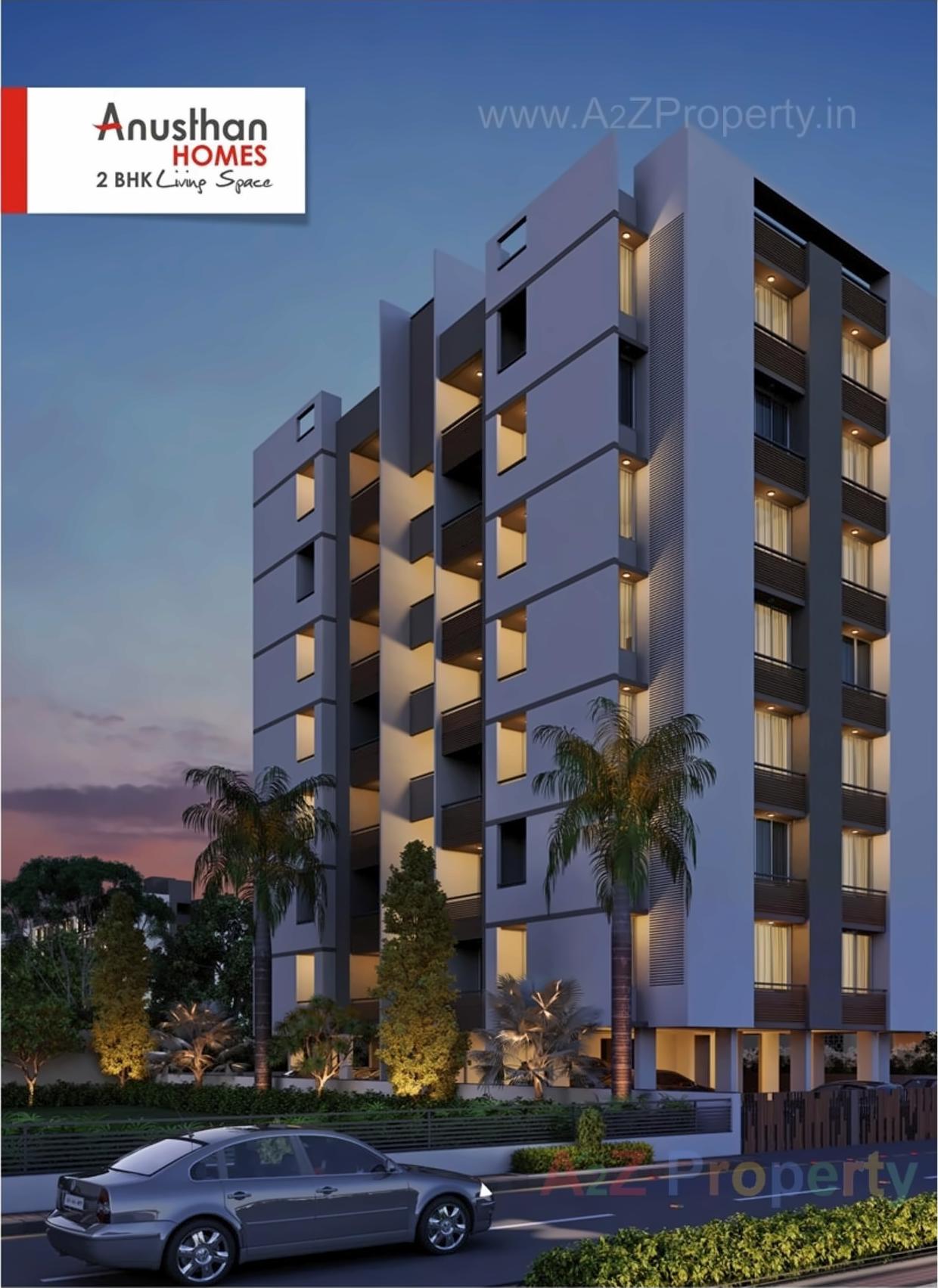 3D Elevation of real estate project Anusthan Homes located at Khoraj, Gandhinagar, Gujarat