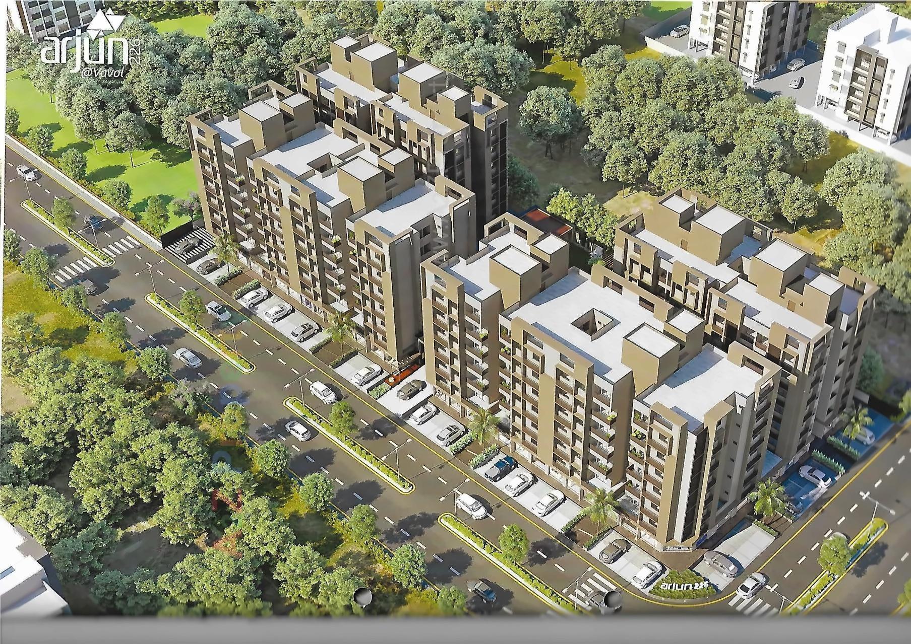 3D Elevation of real estate project Arjun 2 located at Vavol, Gandhinagar, Gujarat