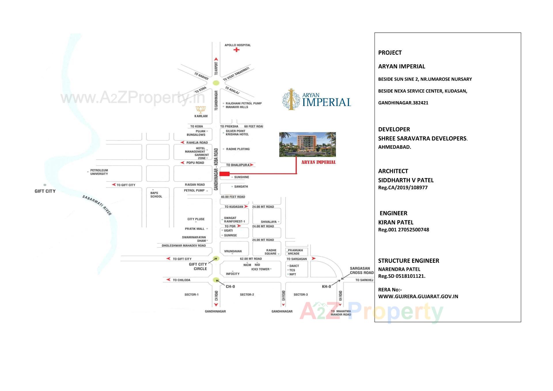  of real estate project Aryan Imperial located at Kudasan, Gandhinagar, Gujarat