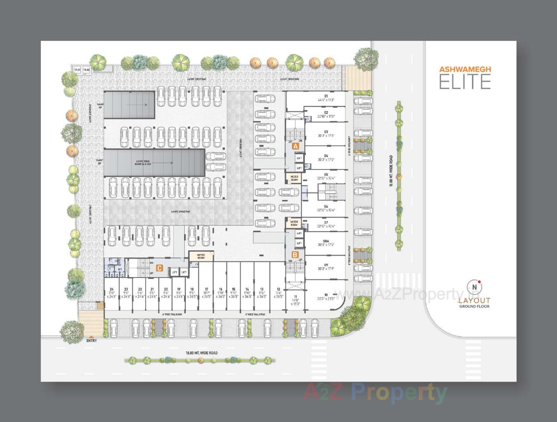 Layout of real estate project Ashwamegh Elite located at Sargasan, Gandhinagar, Gujarat