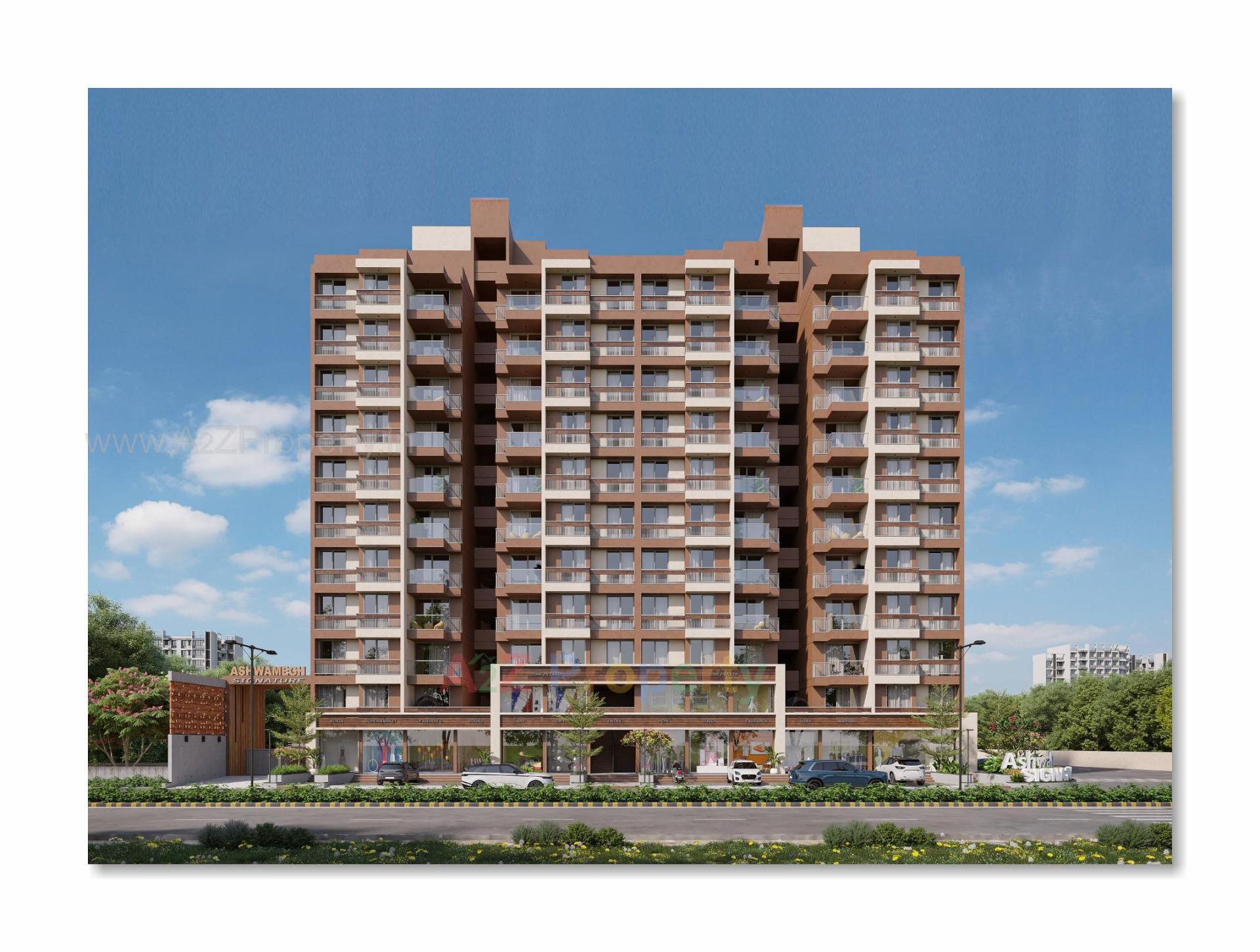 3D Elevation of real estate project Ashwamegh Signature located at Tarapur, Gandhinagar, Gujarat