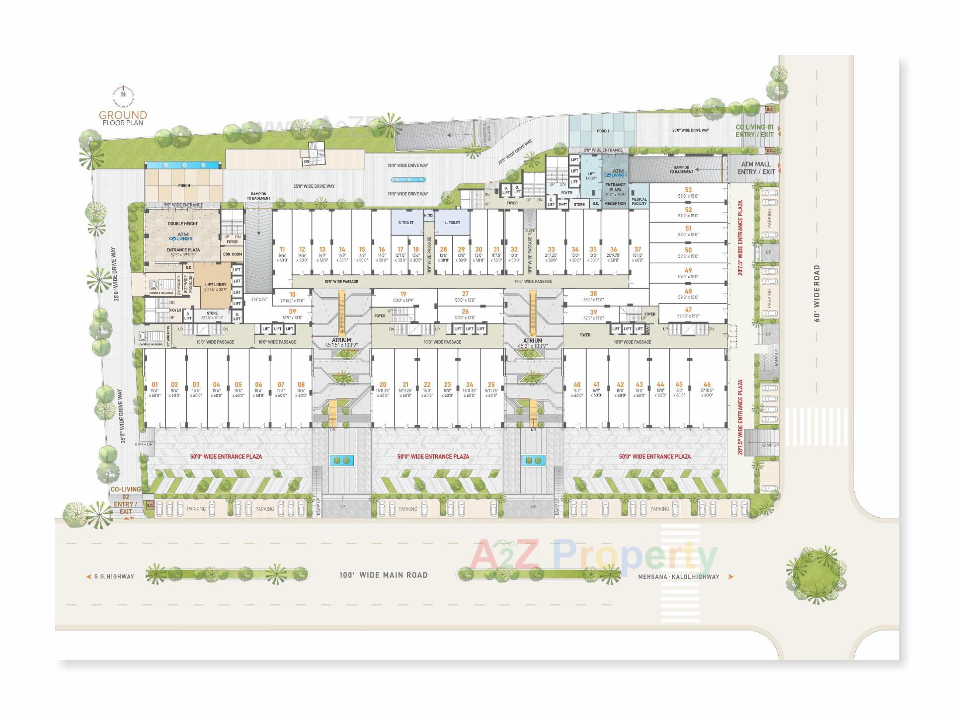 Layout of real estate project Atm Mall / Atm Coliving   (service Apartment) located at Zundal, Gandhinagar, Gujarat