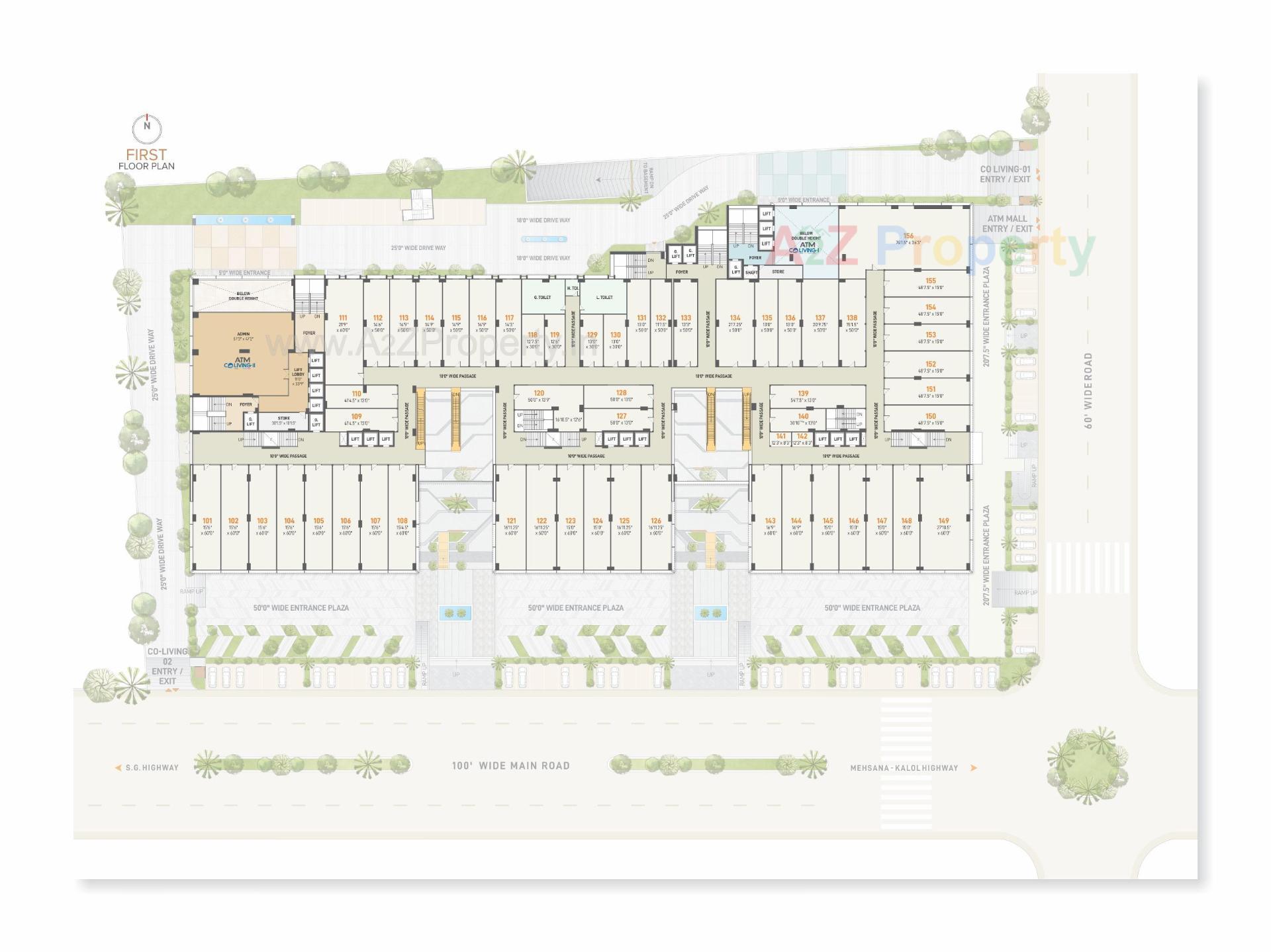 Layout of real estate project Atm Mall / Atm Coliving   (service Apartment) located at Zundal, Gandhinagar, Gujarat