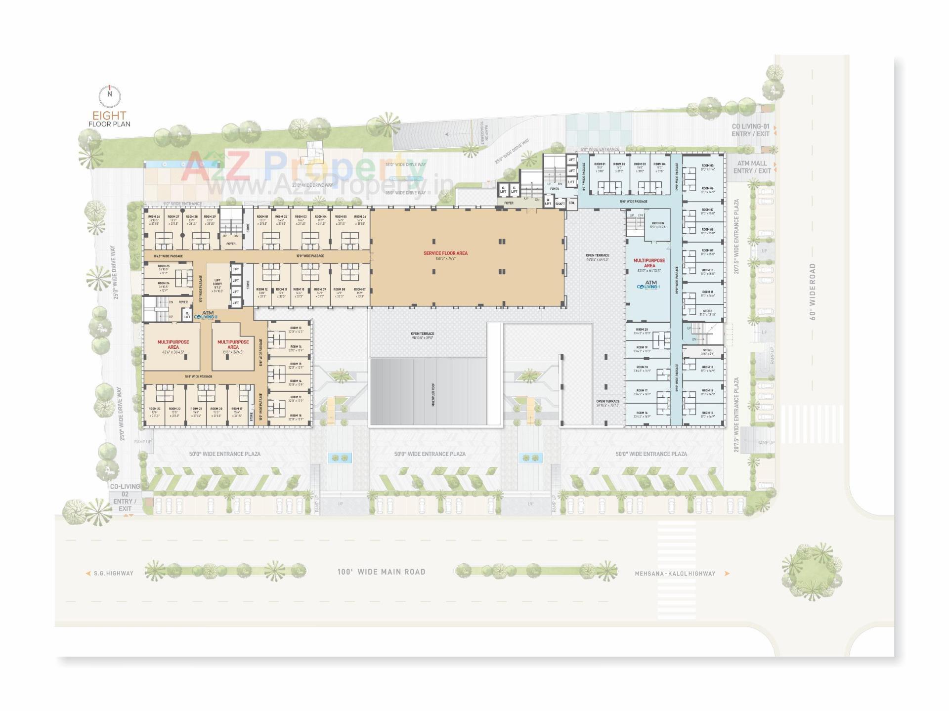 Layout of real estate project Atm Mall / Atm Coliving   (service Apartment) located at Zundal, Gandhinagar, Gujarat