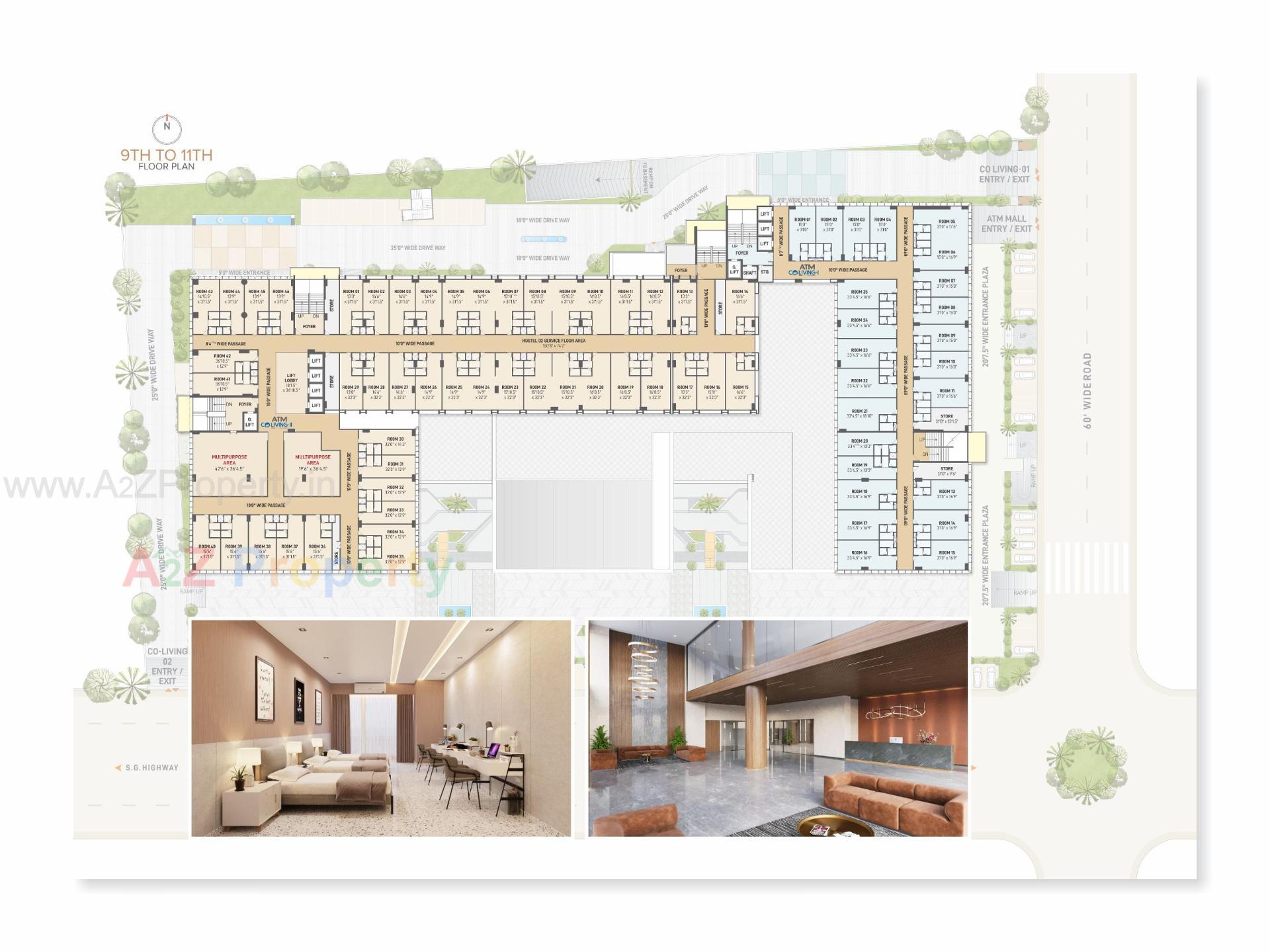 Layout of real estate project Atm Mall / Atm Coliving   (service Apartment) located at Zundal, Gandhinagar, Gujarat