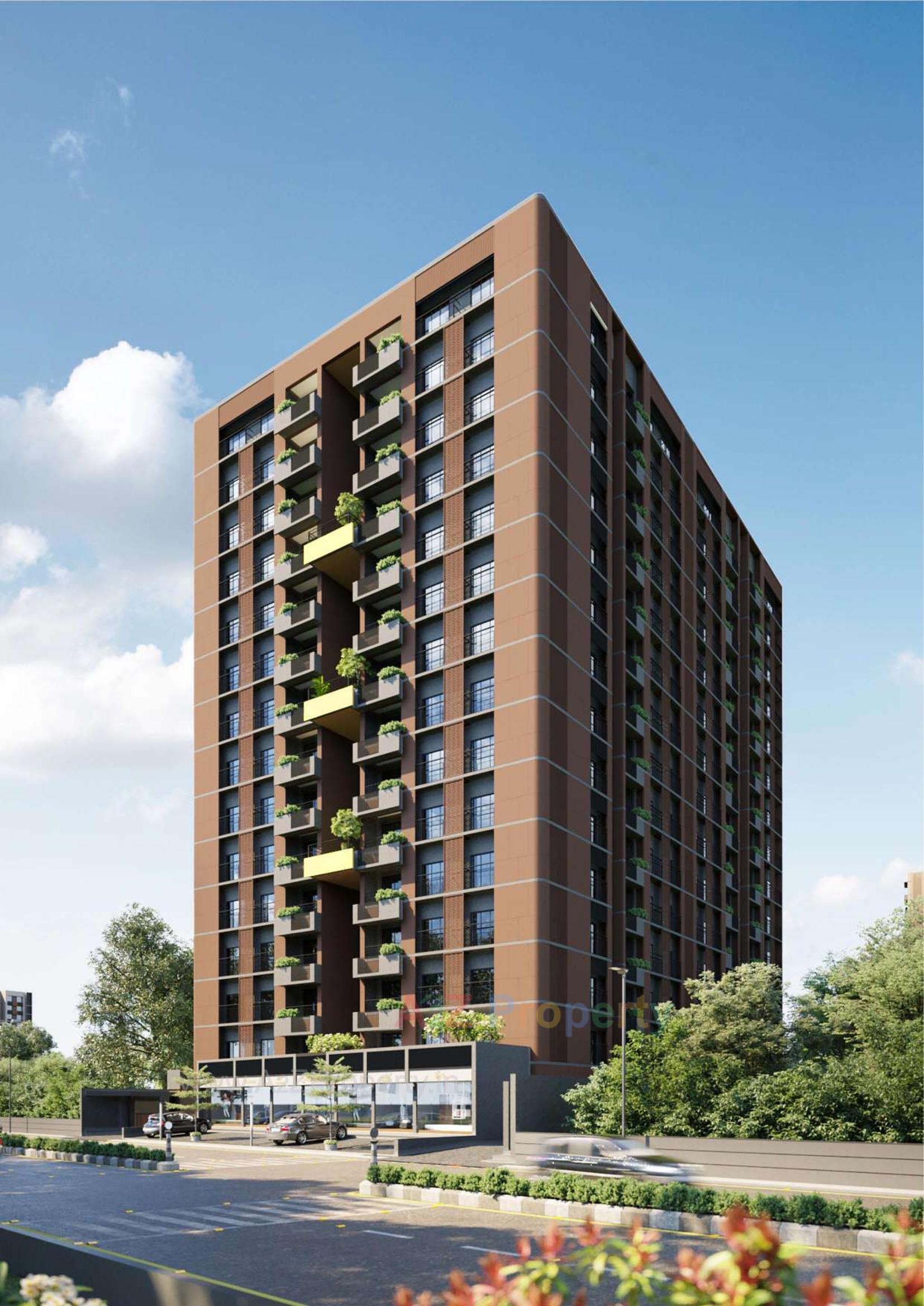 3D Elevation of real estate project Avikam Giriraj located at Zundal, Gandhinagar, Gujarat