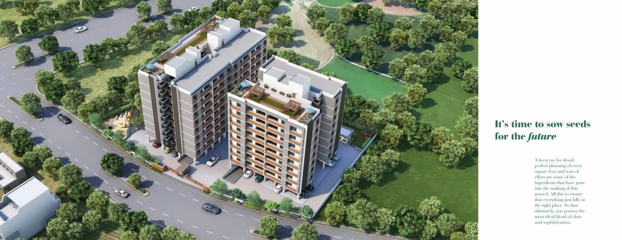 3D Elevation of real estate project Bansari Greencity located at Pethapur, Gandhinagar, Gujarat