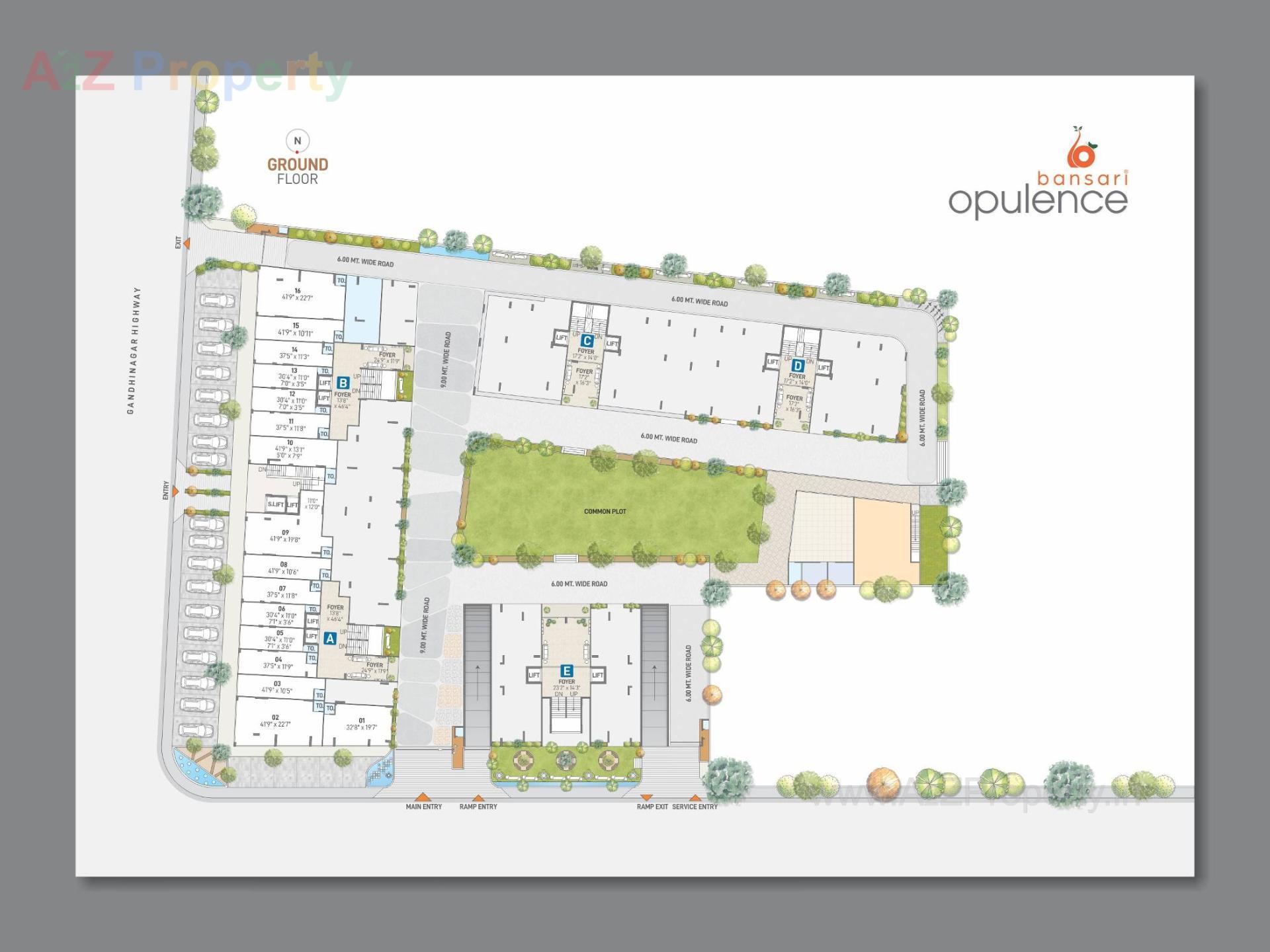 Layout of real estate project Bansari Opulence located at Koba, Gandhinagar, Gujarat