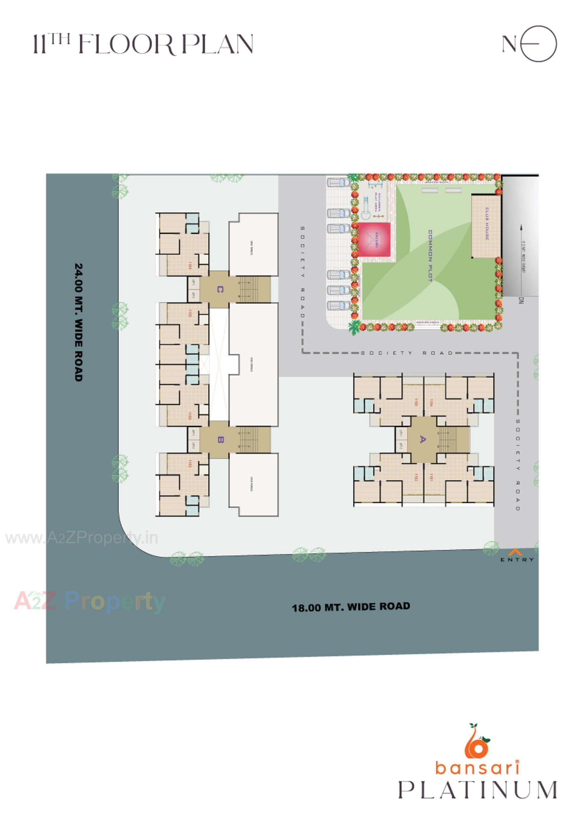 Layout of real estate project Bansari Platinum located at Nana-chiloda, Gandhinagar, Gujarat