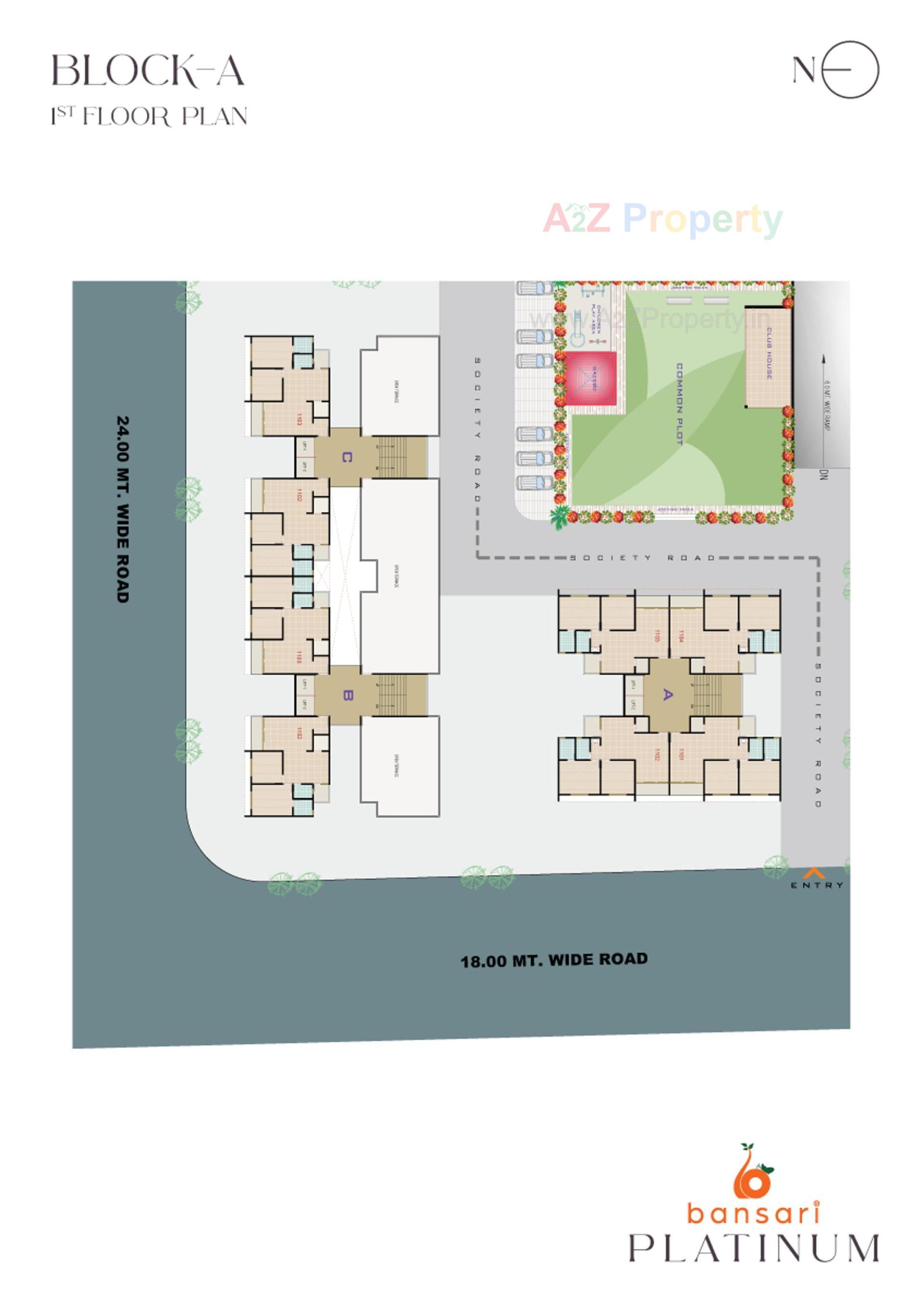Layout of real estate project Bansari Platinum located at Nana-chiloda, Gandhinagar, Gujarat