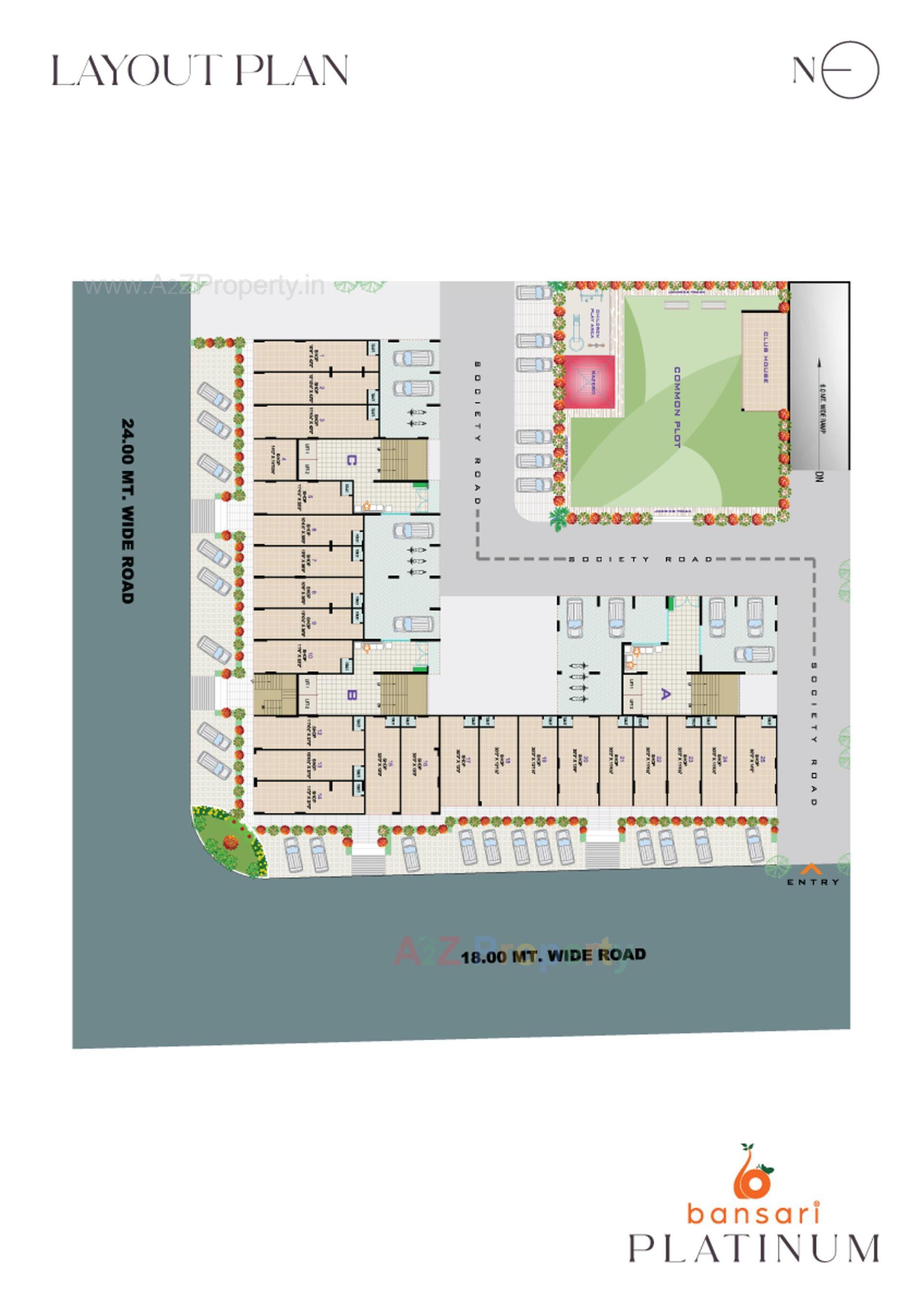 Layout of real estate project Bansari Platinum located at Nana-chiloda, Gandhinagar, Gujarat
