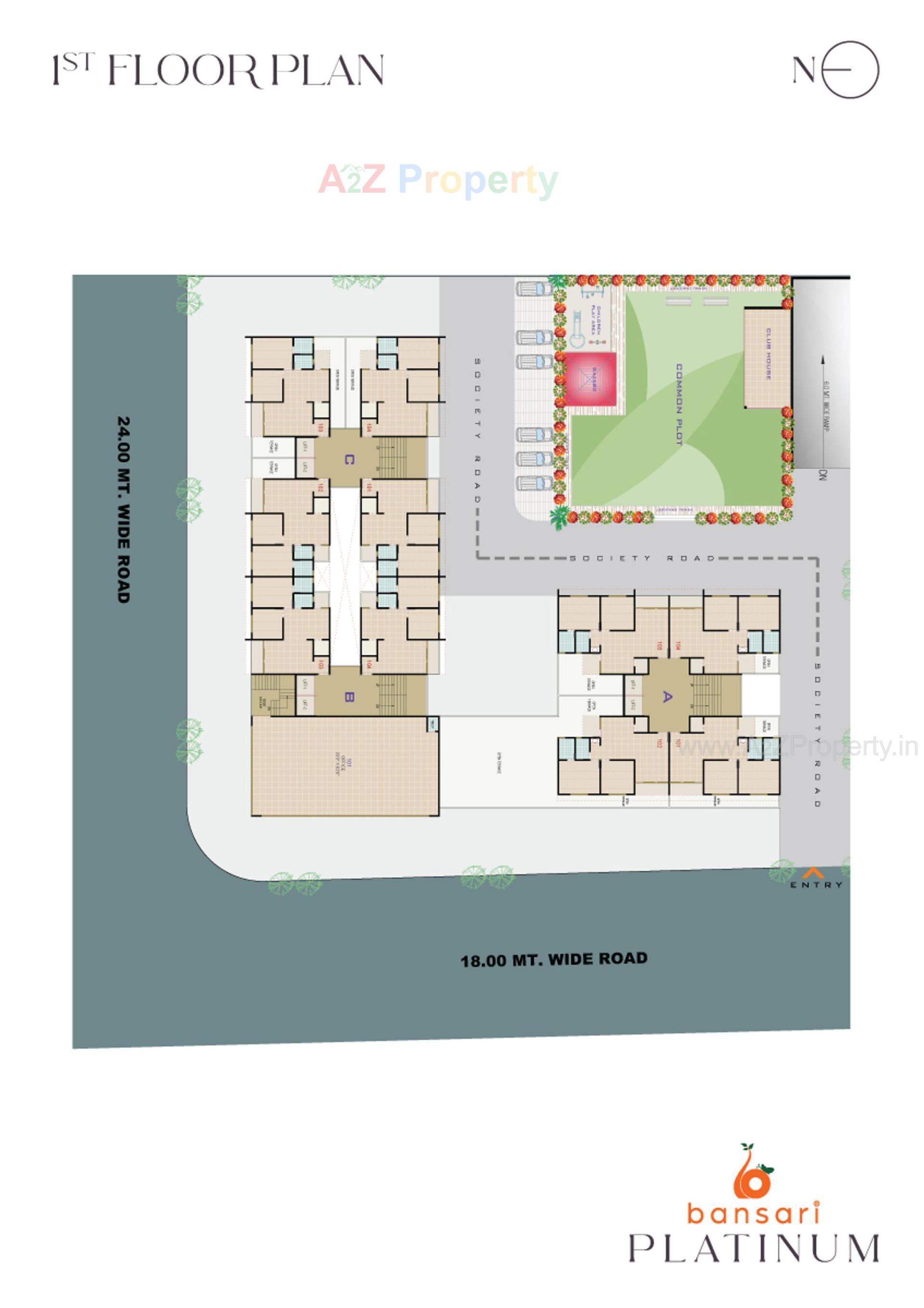 Layout of real estate project Bansari Platinum located at Nana-chiloda, Gandhinagar, Gujarat