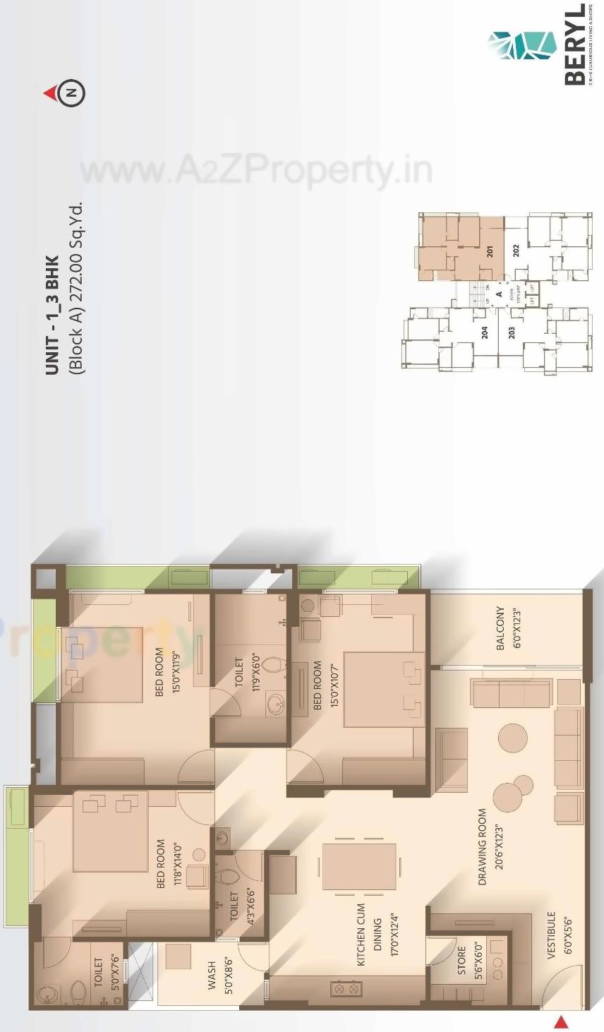 Layout of real estate project Beryl located at Kudasan, Gandhinagar, Gujarat
