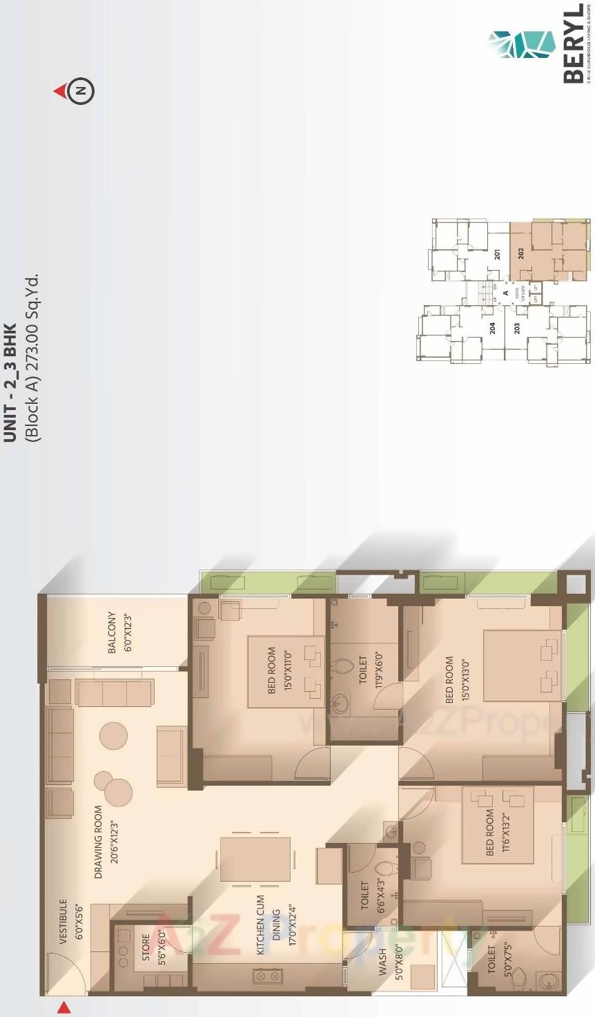 Layout of real estate project Beryl located at Kudasan, Gandhinagar, Gujarat