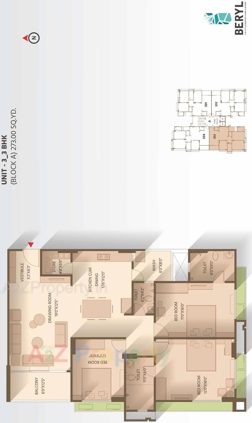 Layout of real estate project Beryl located at Kudasan, Gandhinagar, Gujarat