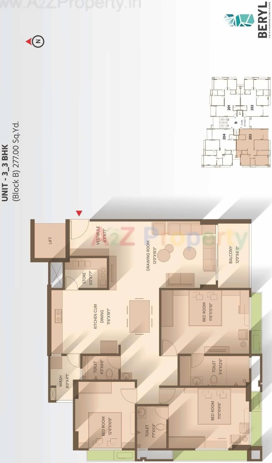Layout of real estate project Beryl located at Kudasan, Gandhinagar, Gujarat
