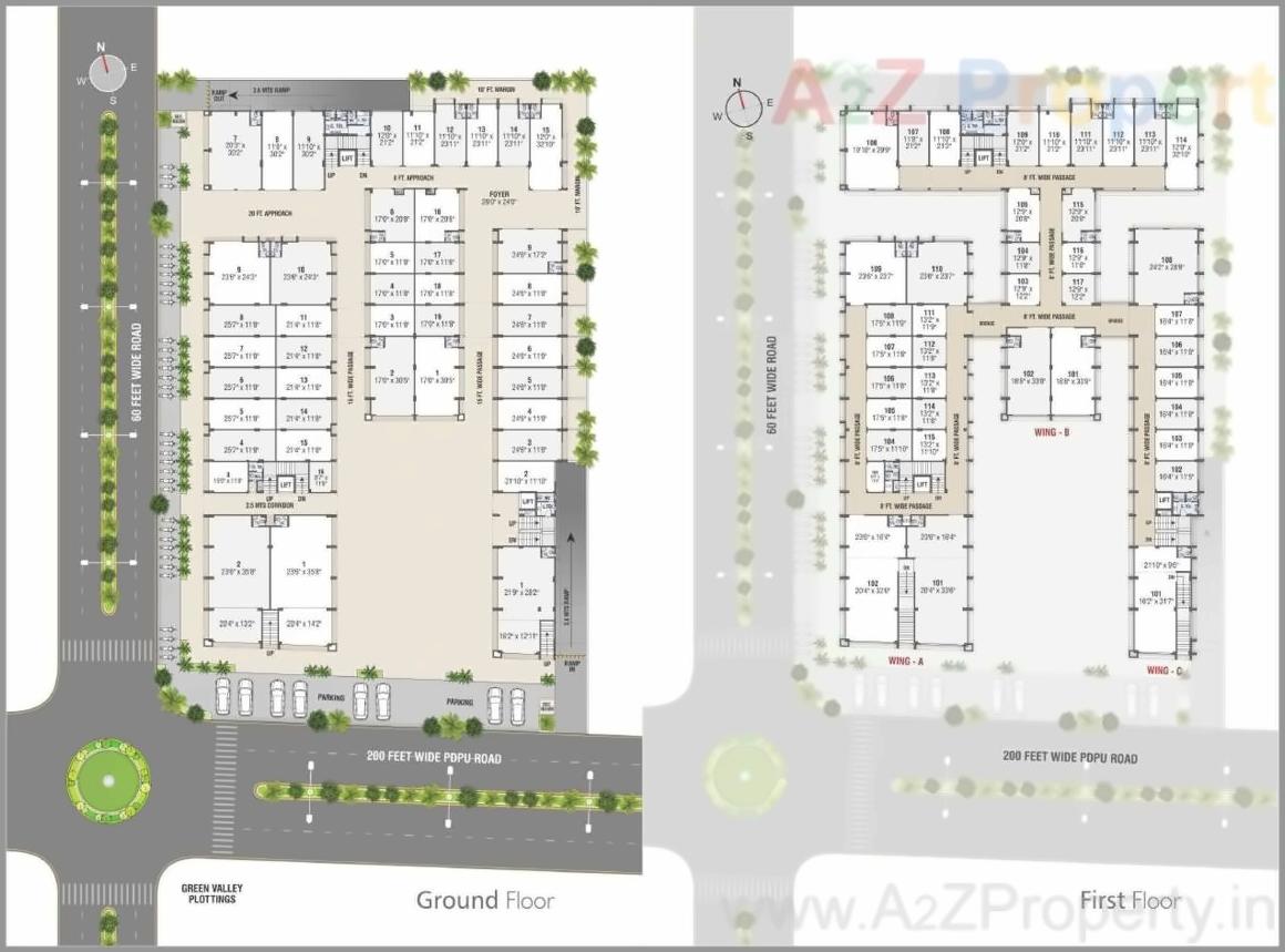 Layout of real estate project Buiness Park located at Raisan, Gandhinagar, Gujarat