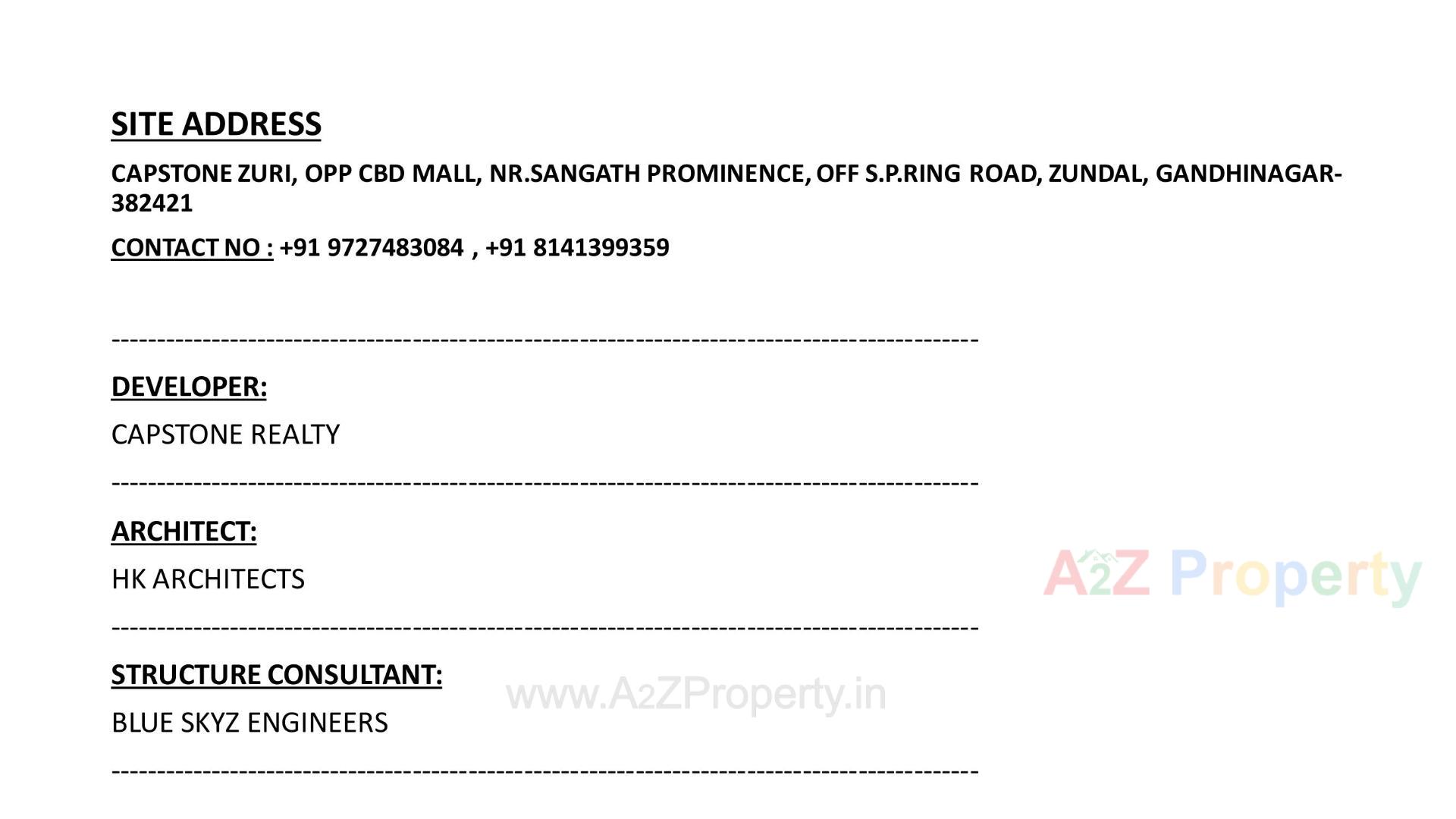  of real estate project Capstone Zuri located at Zundal, Gandhinagar, Gujarat