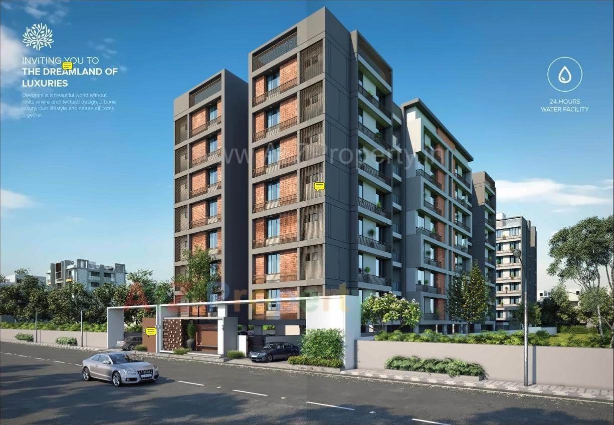 3D Elevation of real estate project Devgram Residency located at Chiloda, Gandhinagar, Gujarat