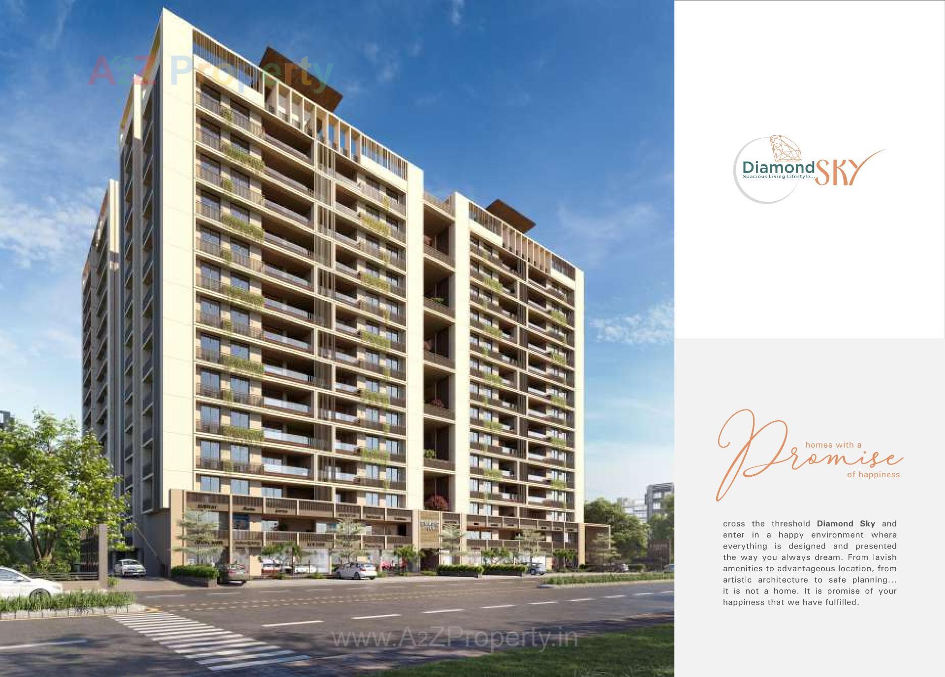 3D Elevation of real estate project Diamond Sky located at Adalaj, Gandhinagar, Gujarat