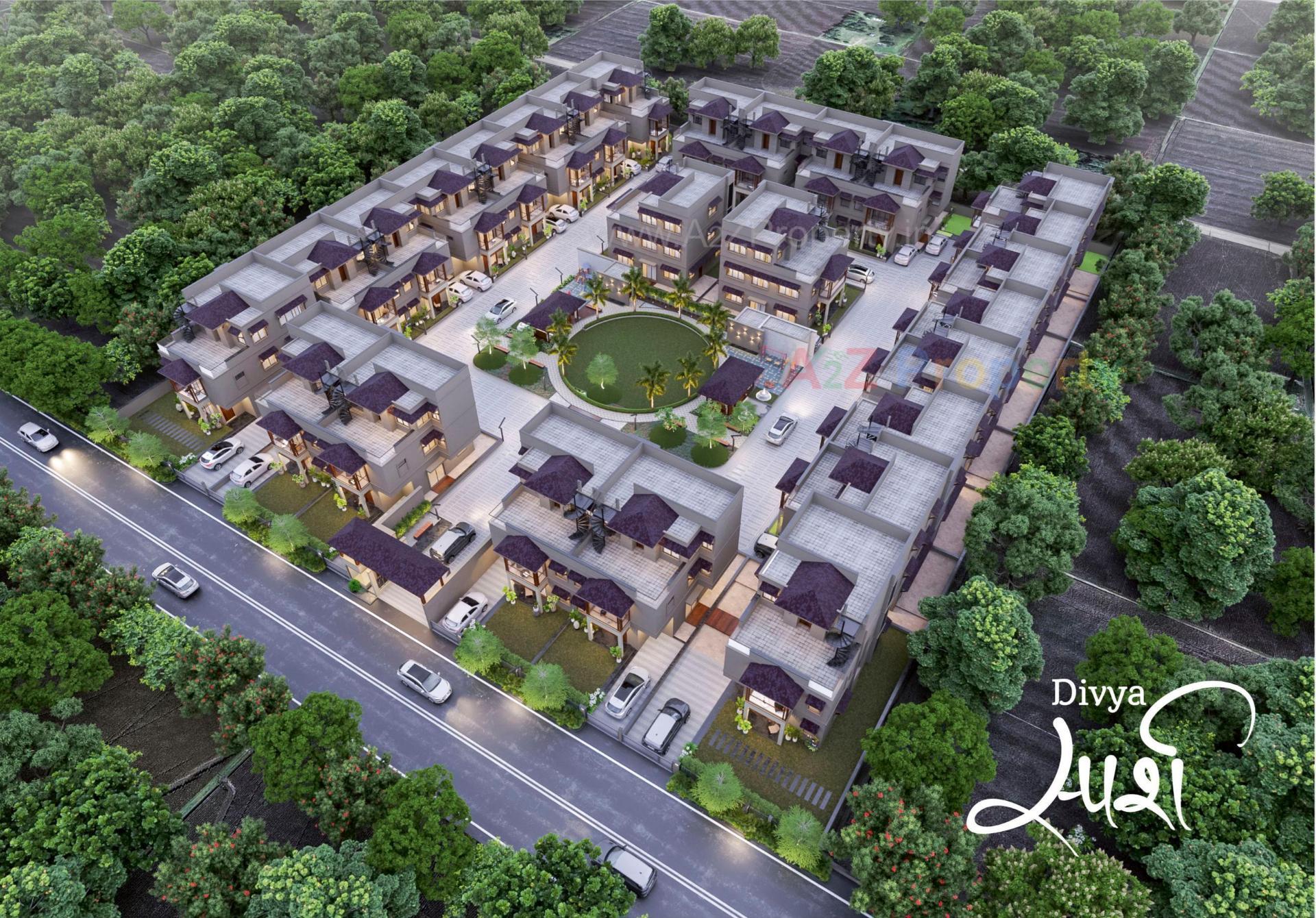 3D Elevation of real estate project Divya Sparsh located at Palaj, Gandhinagar, Gujarat