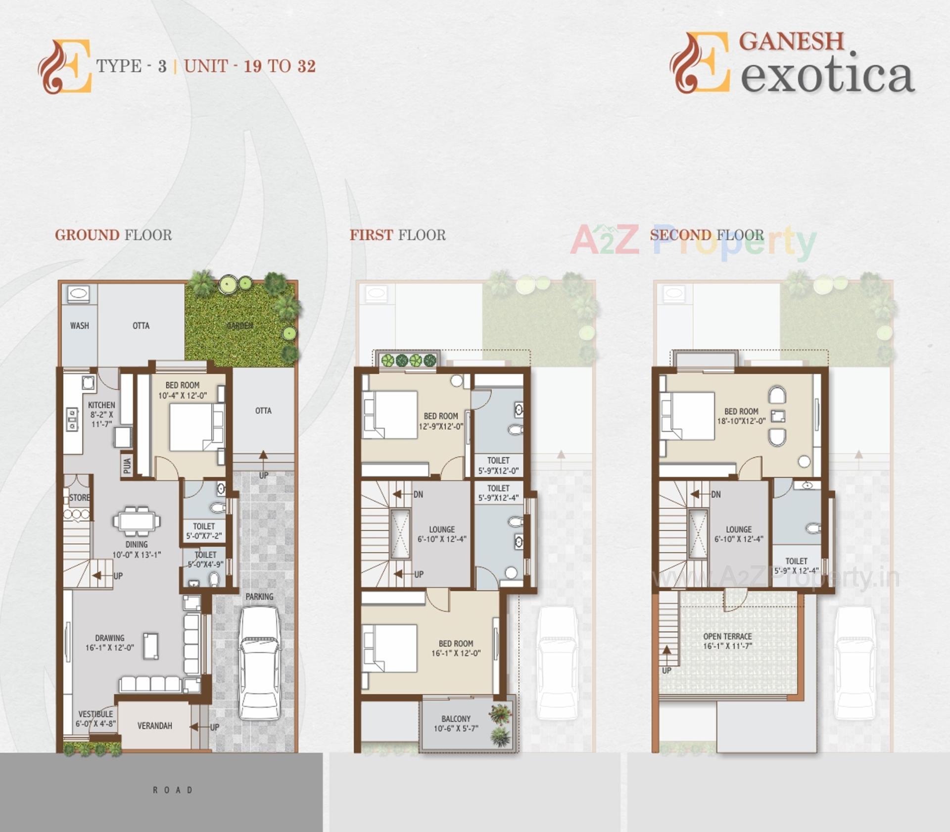 Layout of real estate project Ganesh Exotica Bungalows located at Khoraj, Gandhinagar, Gujarat